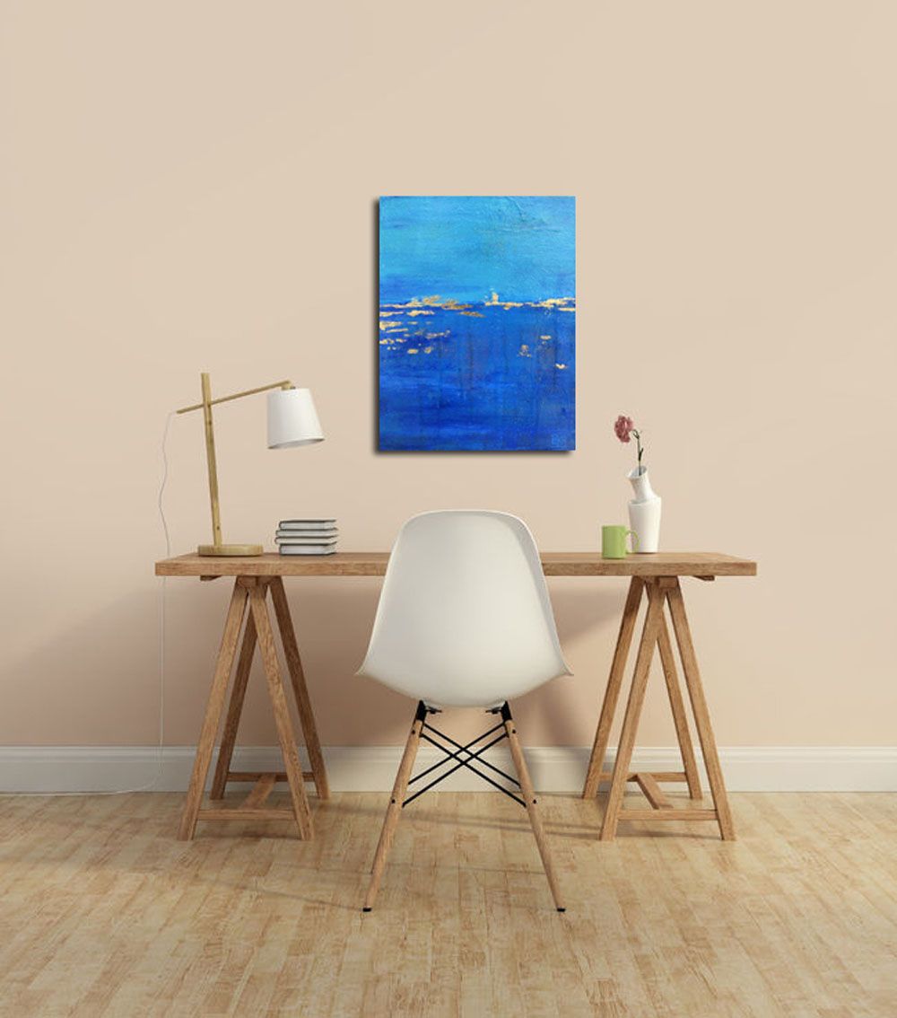 Tableau de ELKA a pour titre  BLEU # style abstrait dim : ELKAprix: