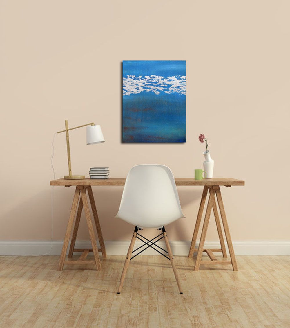 Tableau de ELKA a pour titre  BLEU # style abstrait dim : ELKAprix: