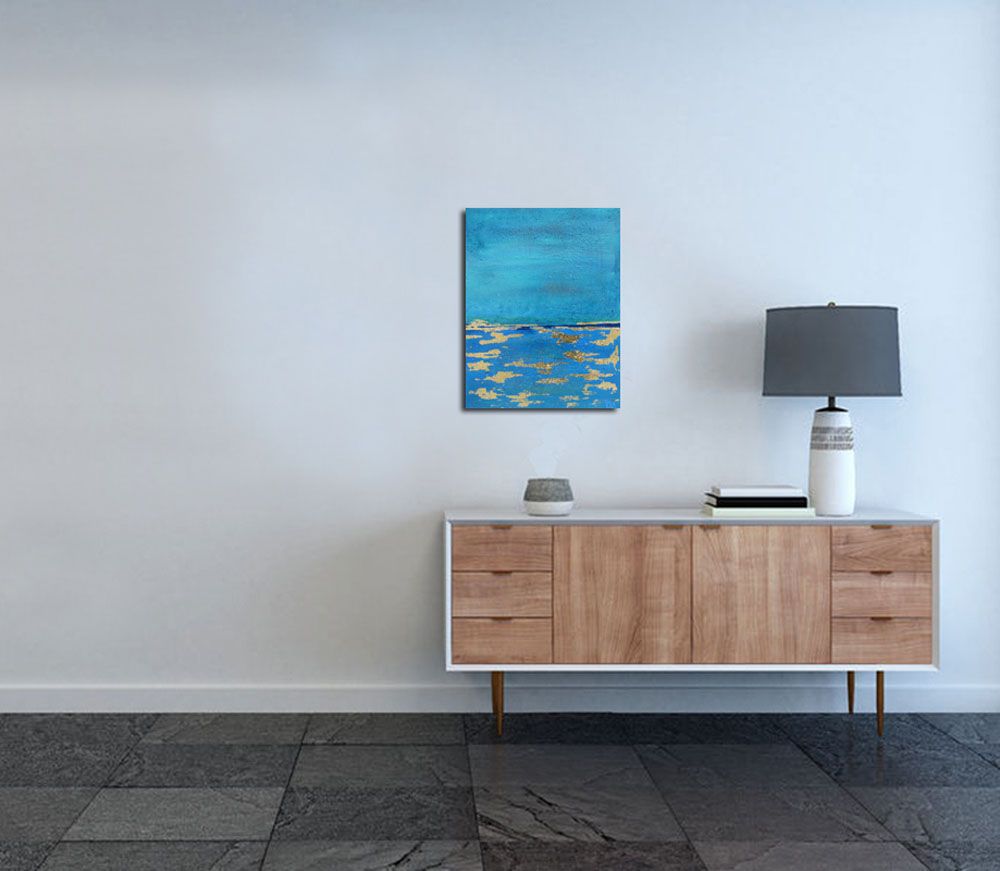 Tableau de ELKA a pour titre  BLEU # style abstrait dim : ELKAprix:
