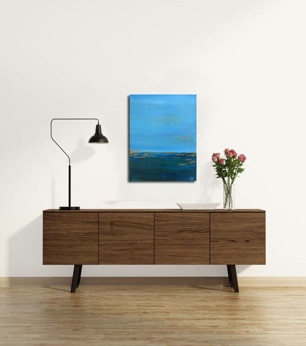 Tableau de ELKA a pour titre  BLEU # style abstrait dim : ELKAprix: