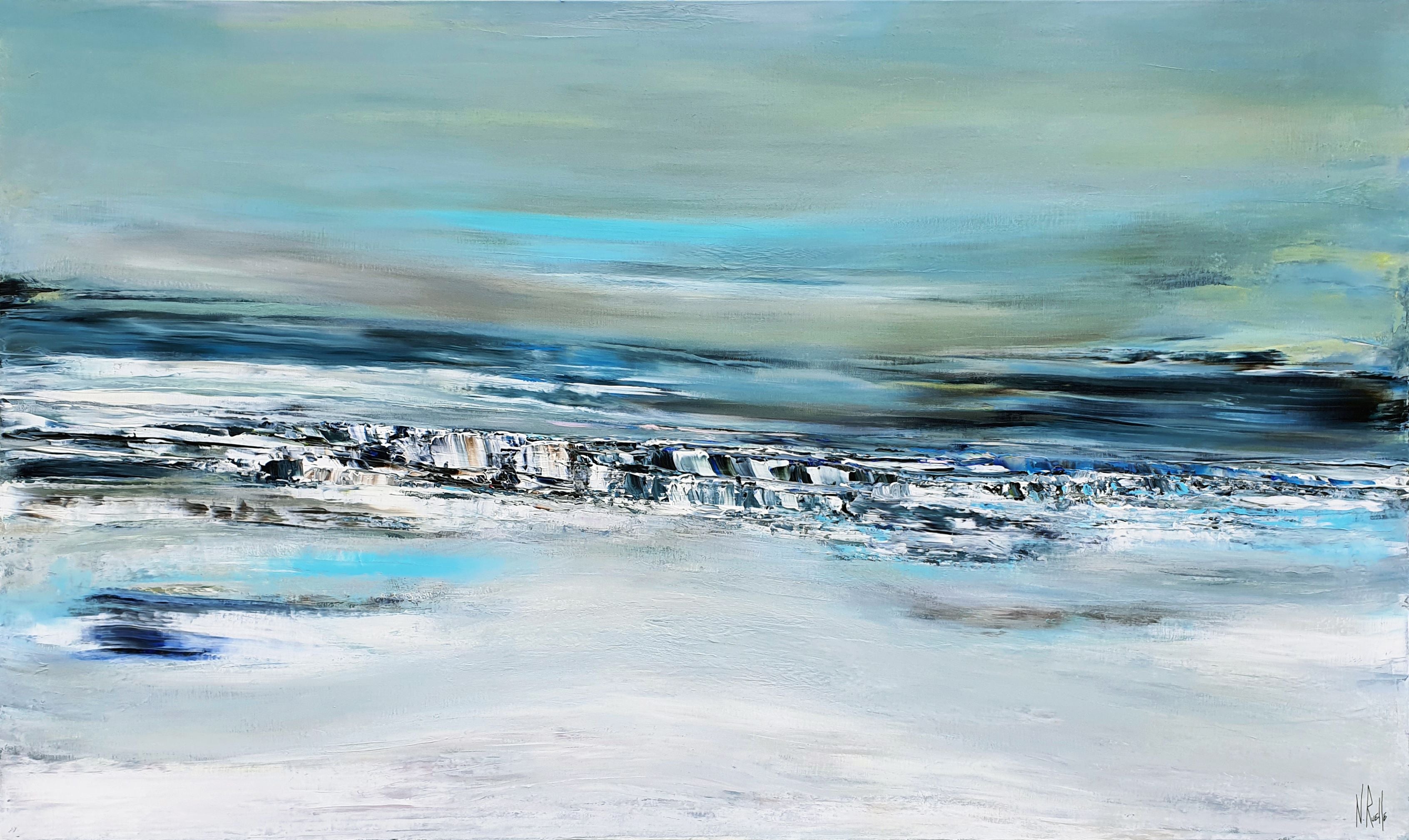 Tableau de RUELLE NICOLAS a pour titre  PAYSAGE ABSTRAIT: ENTRE DEUX MONDES style abstrait dim : RUELLE NICOLASprix:1700