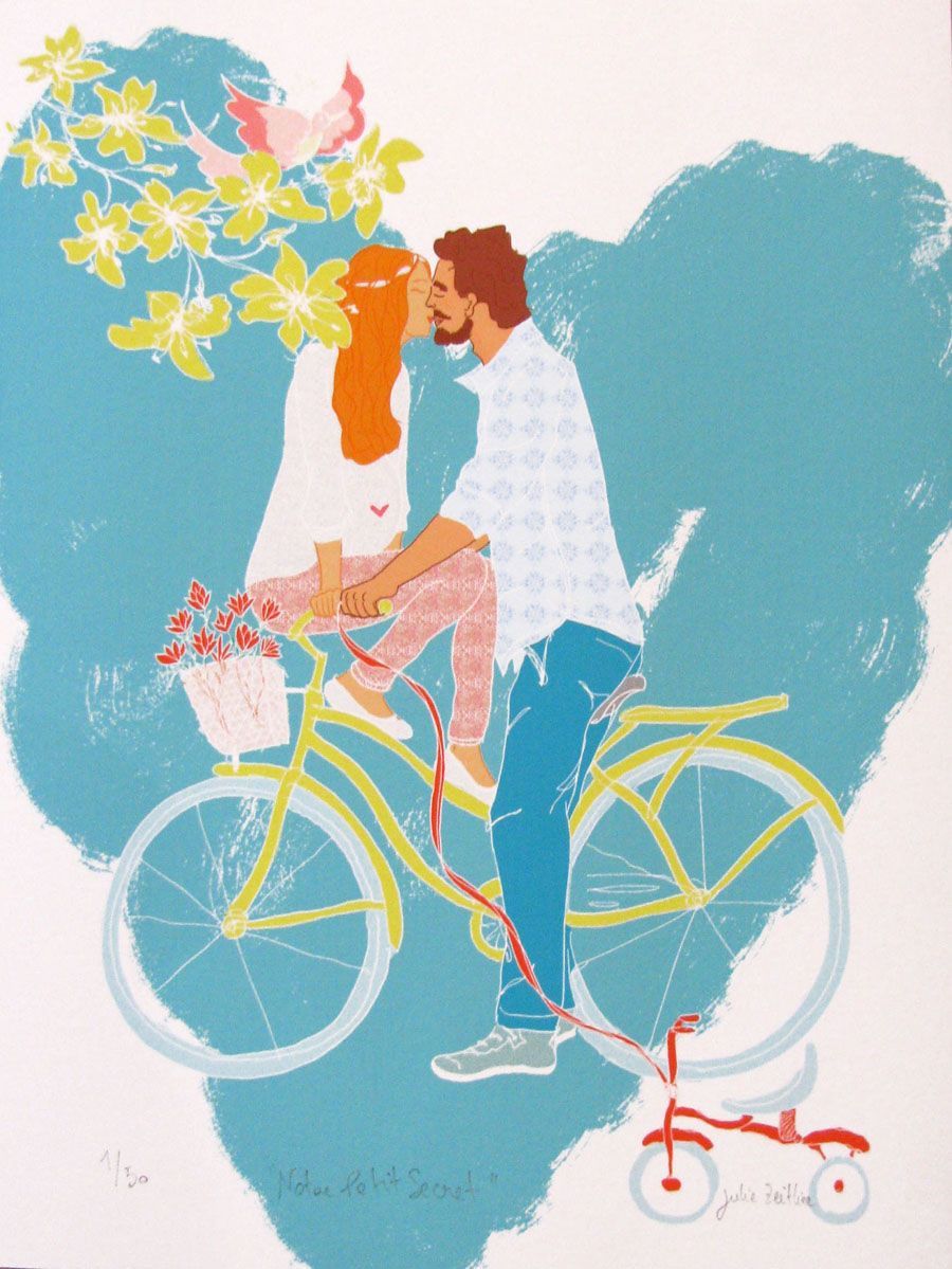 Editions d'art de JULIE ZEITLINE a pour titre  NOTRE PETIT SECRET style figuratif dim : JULIE ZEITLINEprix:30