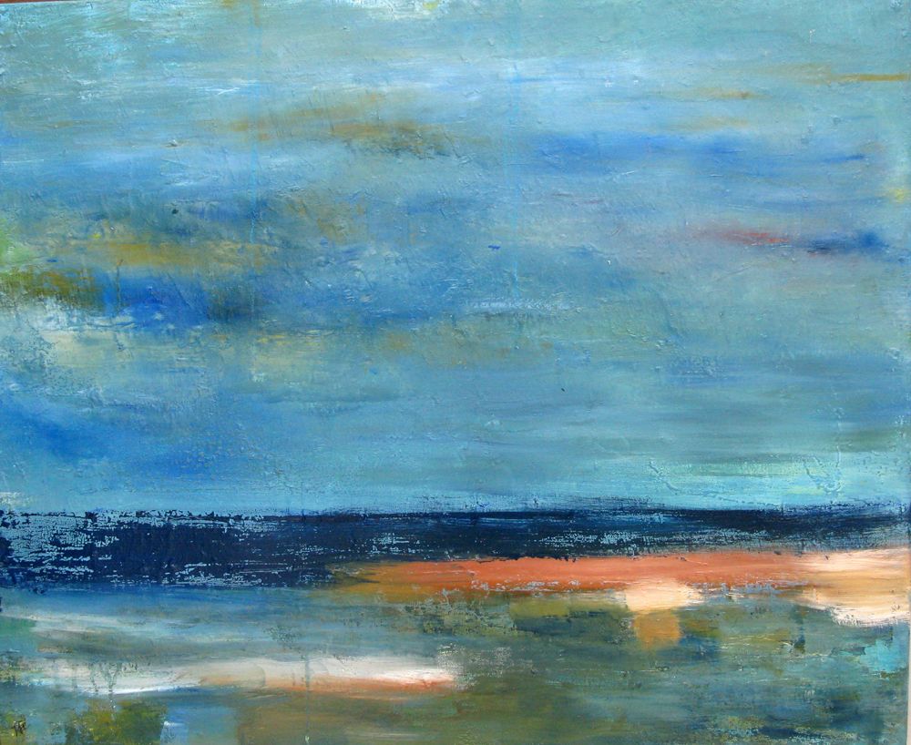 Tableau de PASCALE JACQUEMOND a pour titre  Eaux vertes style abstrait dim : PASCALE JACQUEMONDprix:420