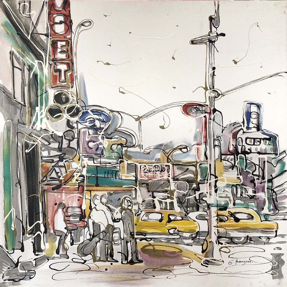 Tableau de Eduardo Romaguera a pour titre  LIMITES DE LA VILLE N°31 style figuratif dim : Eduardo Romagueraprix:850