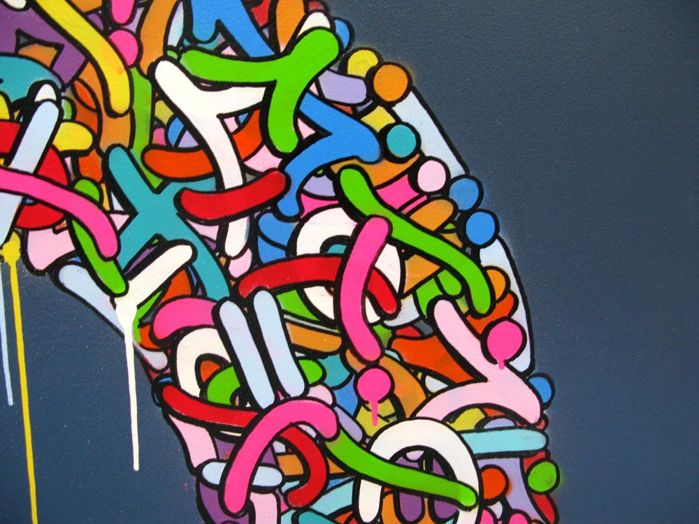 Tableau de EL GATO S. a pour titre  Encryted gradient style graffiti, street art dim : EL GATO S.prix:1600