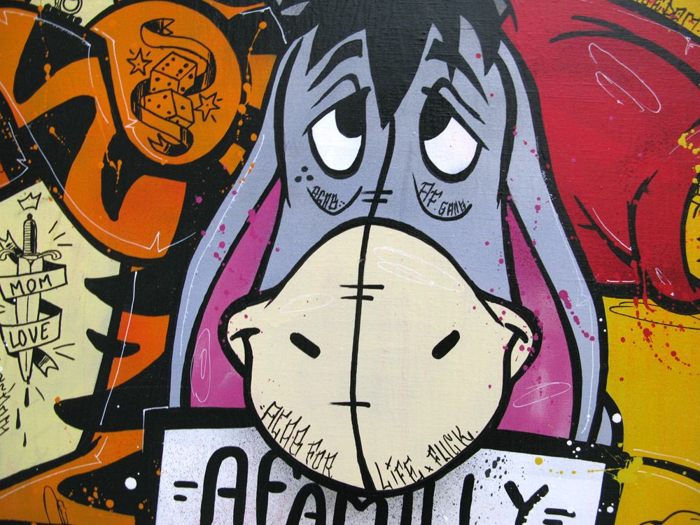 Tableau de JUG a pour titre  FAMILY JAIL style street pop art dim : JUGprix:700