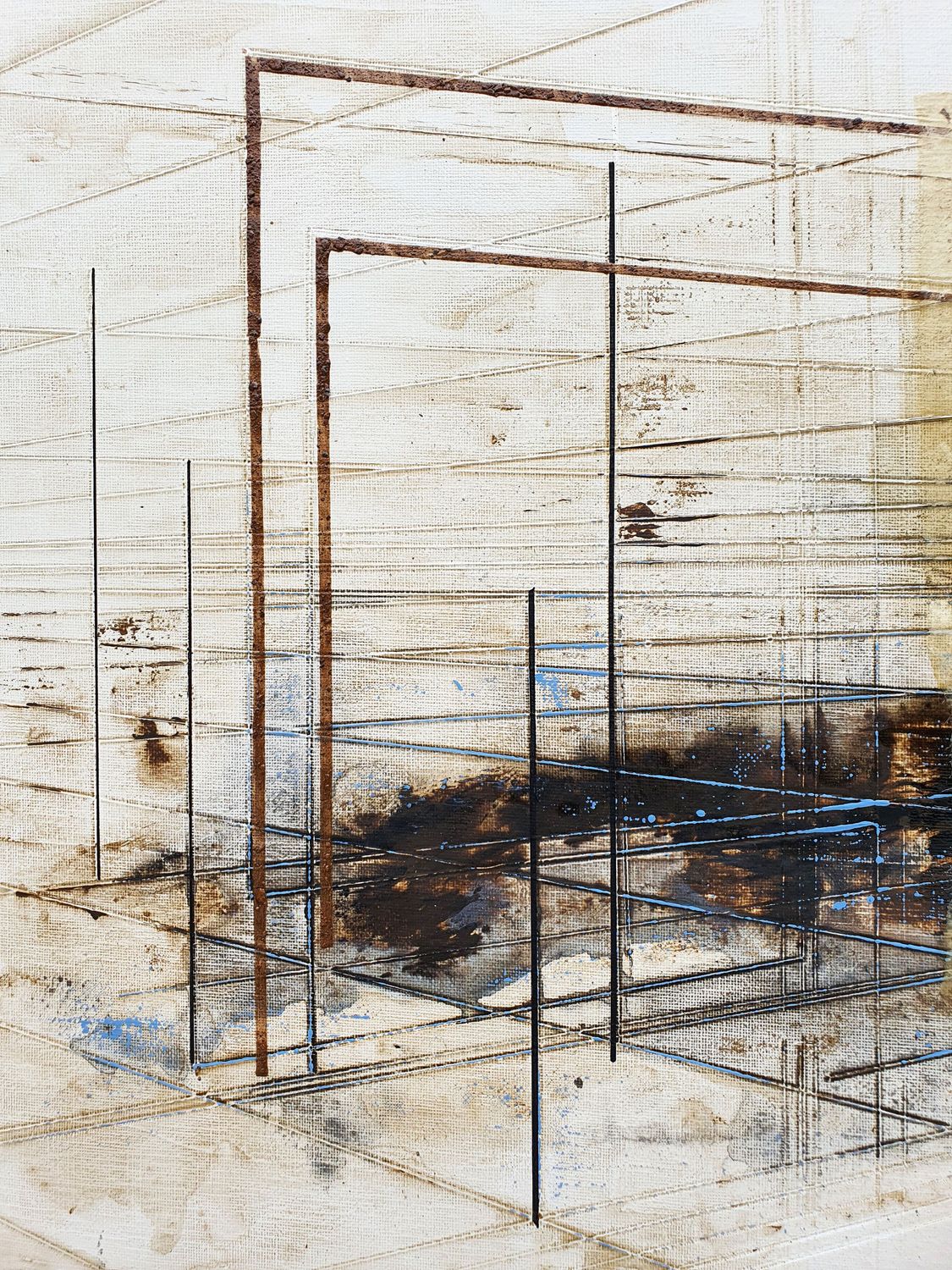 Tableau de LUDOVIC MERCHER a pour titre  GEAI BLEU style abstrait dim : LUDOVIC MERCHERprix:450