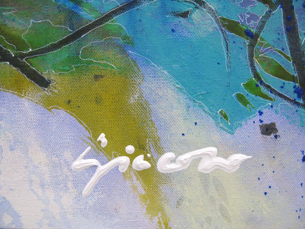 Tableau de GIACOMO a pour titre  JARDIN ET VENT style abstrait dim : GIACOMOprix:1500
