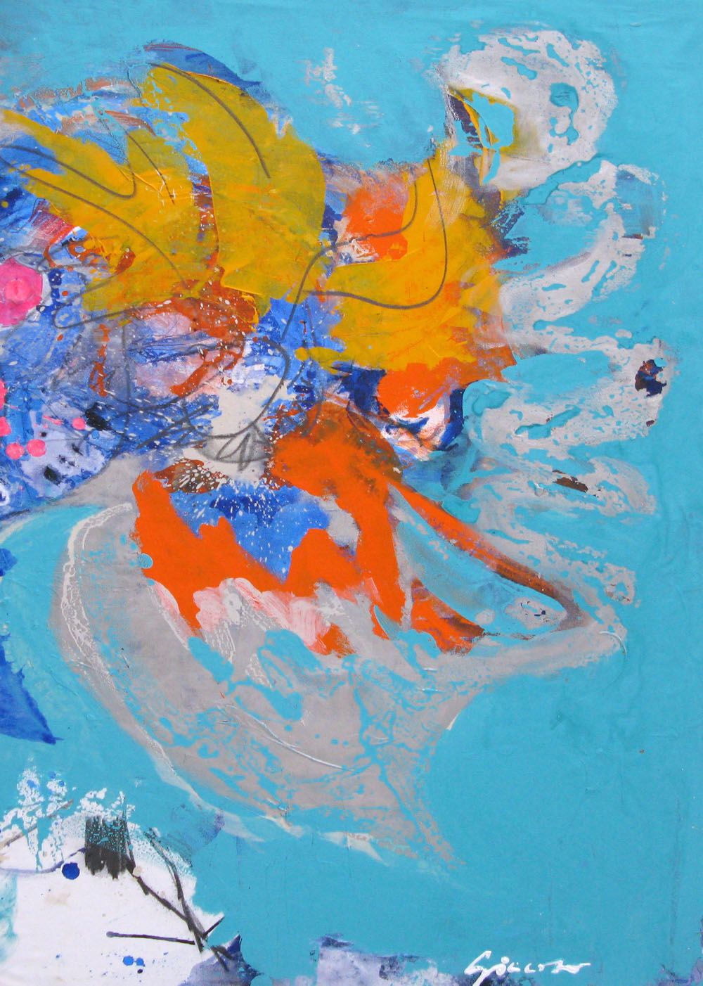 Tableau de GIACOMO a pour titre  UNE FLEUR A LA MER style abstrait dim : GIACOMOprix: