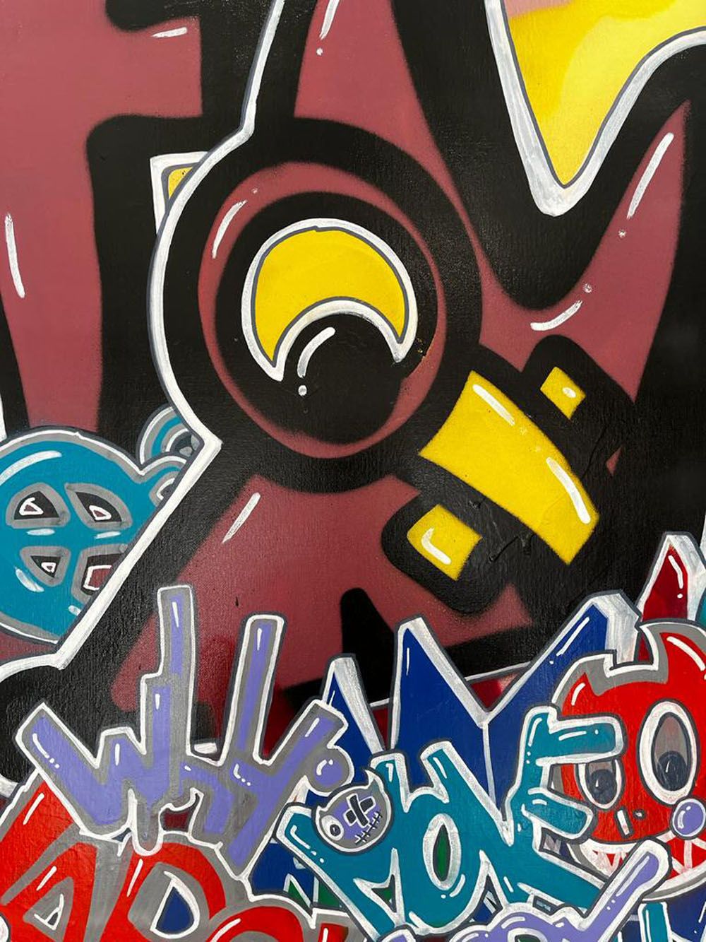 Tableau de GUTI a pour titre  NO WAR style graffiti, street art dim : GUTIprix:700