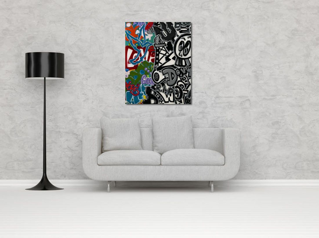 Tableau de GUTI a pour titre  RIP WHY style graffiti, street art dim : GUTIprix:850