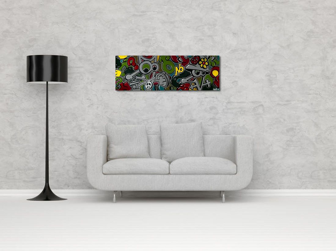Tableau de GUTI a pour titre  ANIMAUX FRAGILES style graffiti, street art dim : GUTIprix:700