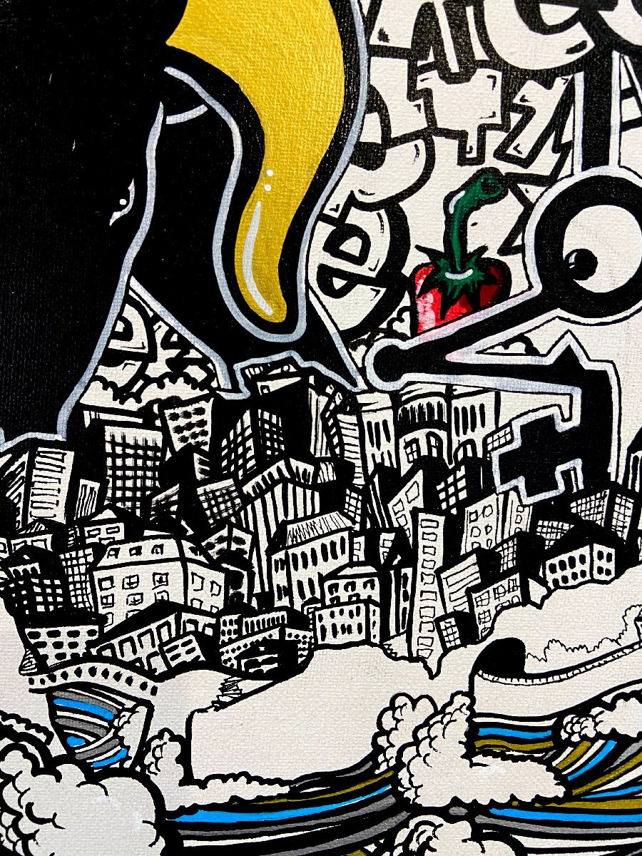 Tableau de GUTI a pour titre  Sud Ouest style street art dim : GUTIprix:250