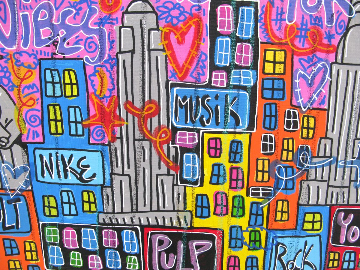 Tableau de RICO SAB a pour titre  Good Vibes NY style street pop art, street art dim : RICO SABprix:800