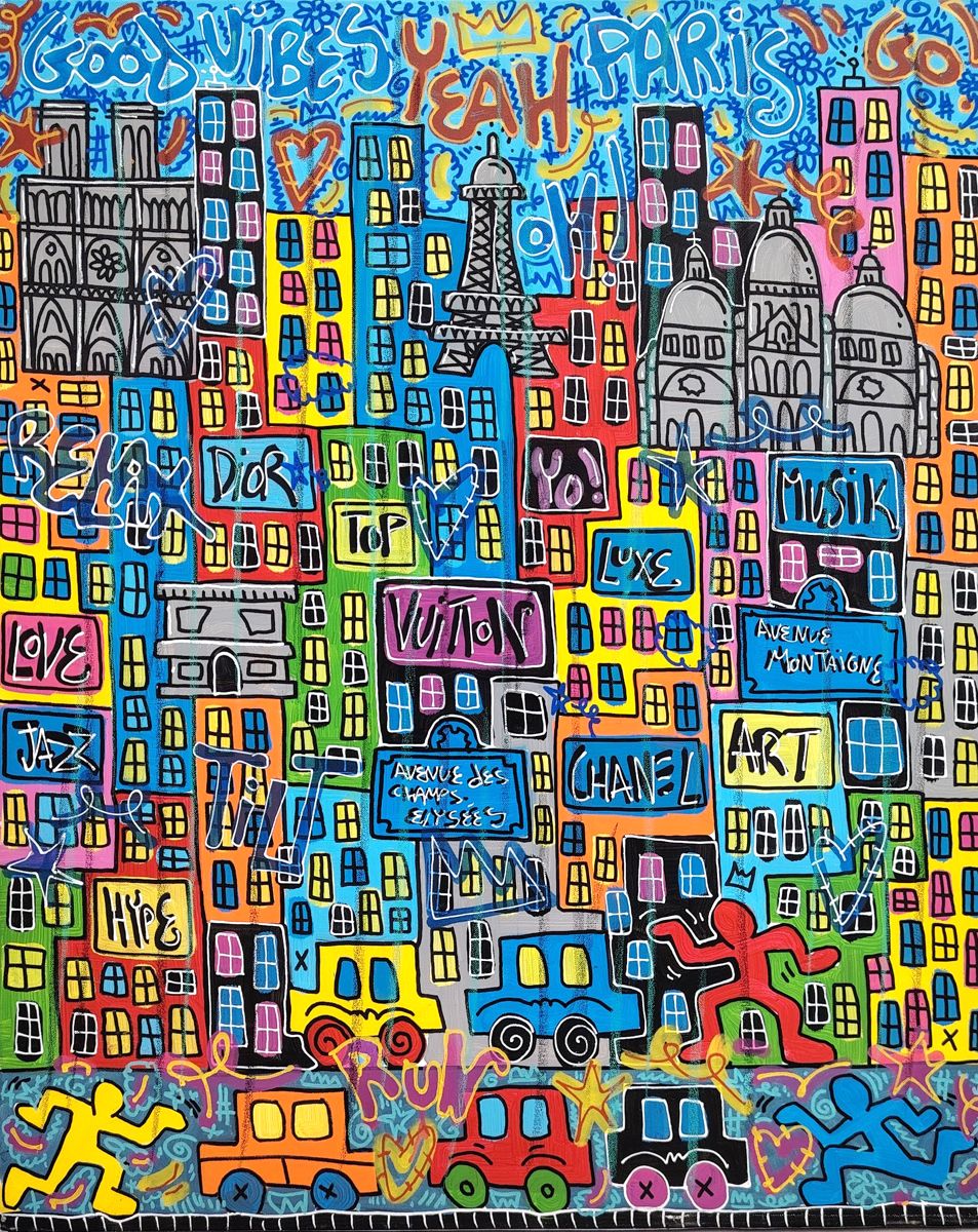 Tableau de RICO SAB a pour titre  Good Vibes Paris style street pop art, street art dim : RICO SABprix:800