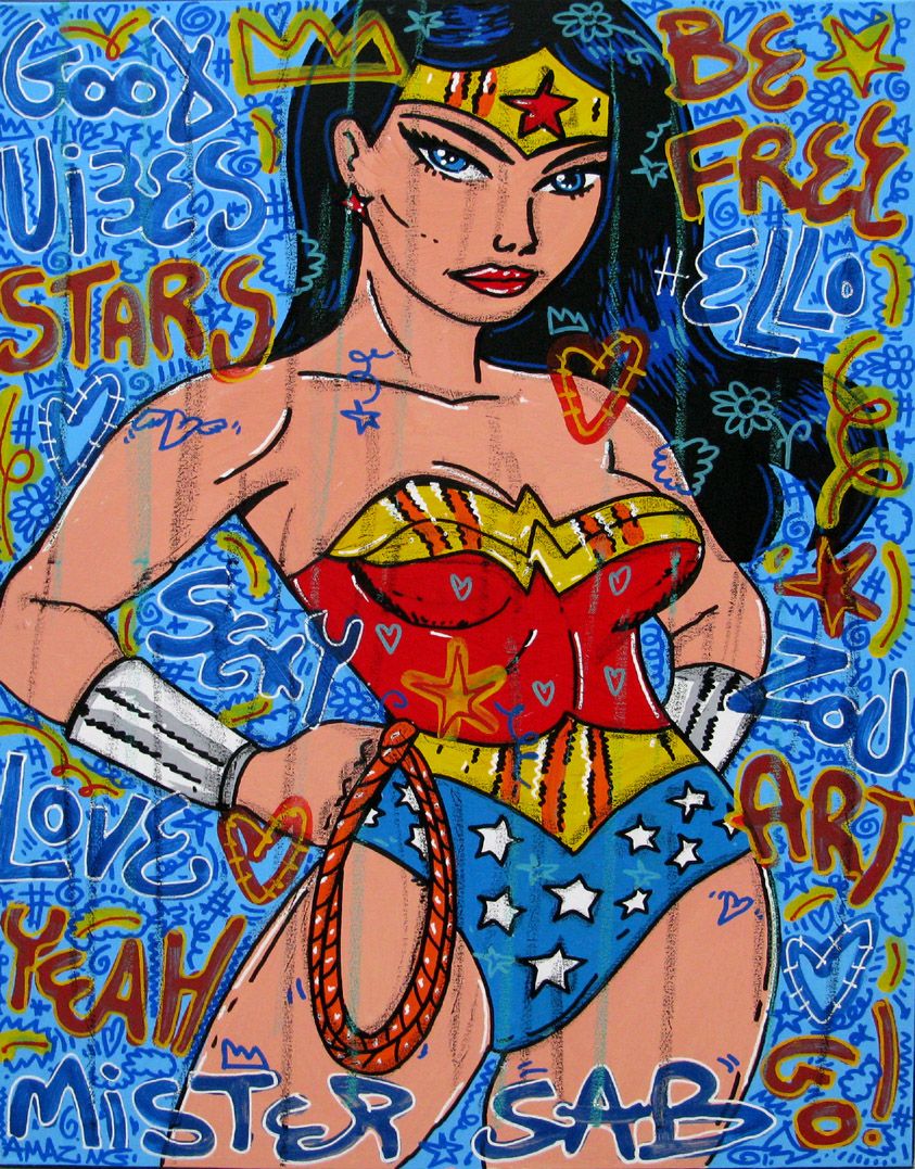 Tableau de RICO SAB a pour titre  Good vibes w.w style street pop art dim : RICO SABprix:450