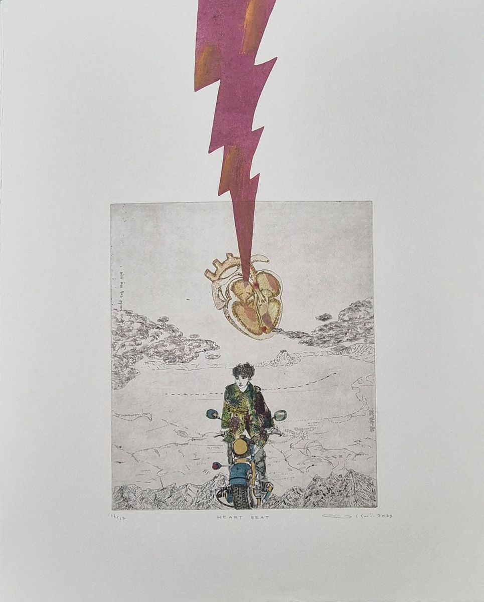 Dessin de ATSUKO ISHII a pour titre  HEART BEAT style figuratif dim : ATSUKO ISHIIprix:250