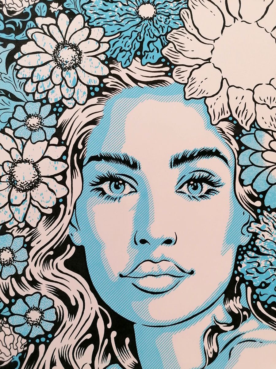 Editions d'art de CHUCK SPERRY a pour titre  HOME SHOW COLOR TEST BLANC-BLEU style figuratif dim : CHUCK SPERRYprix:600