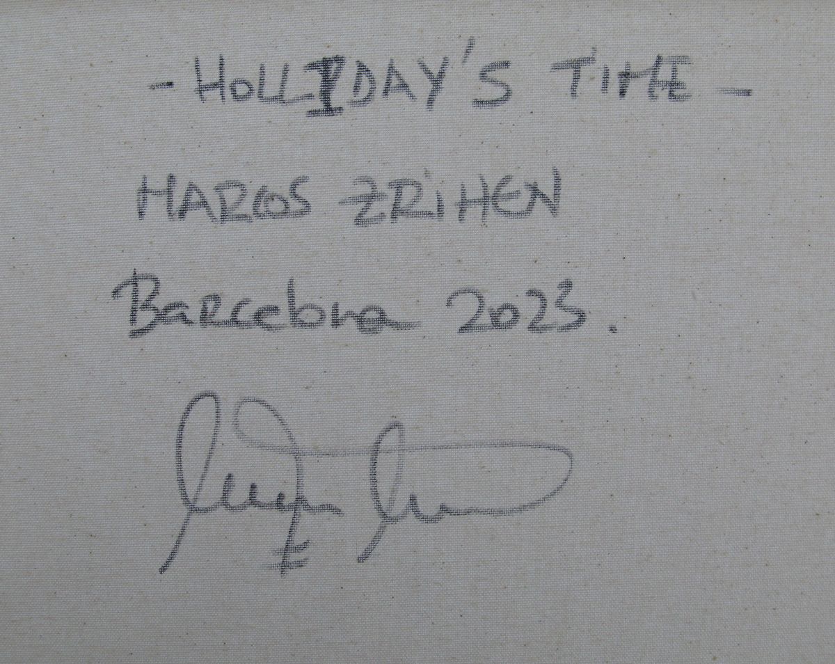Tableau de MARCOS ZRIHEN NOWOTNY a pour titre  Holliday's time - Barcelona 2025 style figuratif dim : MARCOS ZRIHEN NOWOTNYprix:250