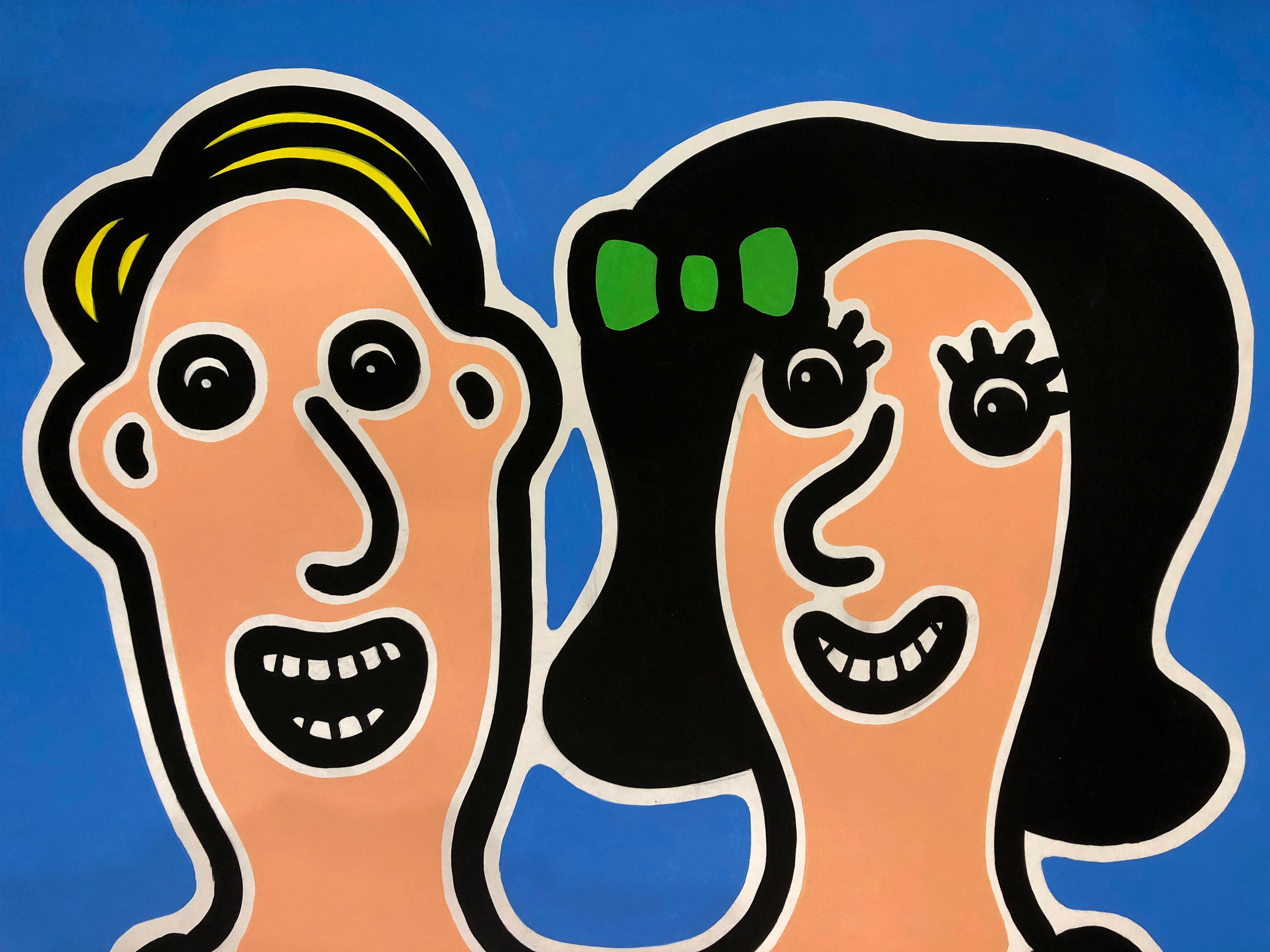 Dessin de MOUSTACHE BLEUE a pour titre  On aime la vie style figuratif dim : MOUSTACHE BLEUEprix:220