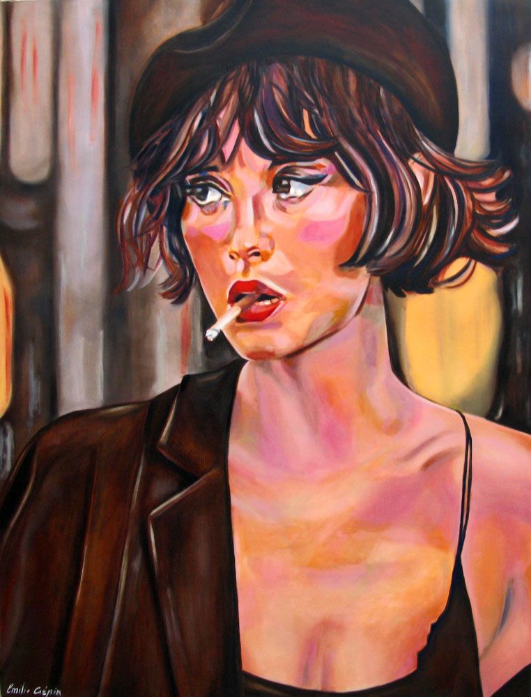 Tableau de EMILIE CREPIN a pour titre  Femme au beret style figuratif dim : EMILIE CREPINprix:1200
