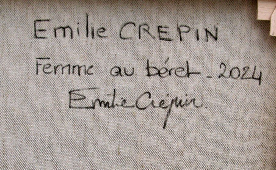 Tableau de EMILIE CREPIN a pour titre  Femme au beret style figuratif dim : EMILIE CREPINprix:1200