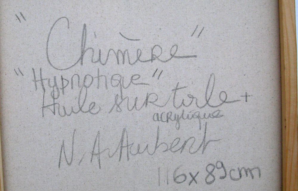 Tableau de NAWEL AUBERT a pour titre  CHIMERE HYPNOTIQUE style figuratif dim : NAWEL AUBERTprix:1200