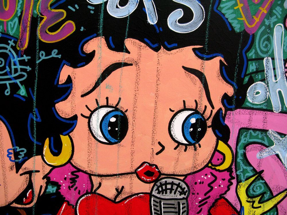 Tableau de RICO SAB a pour titre  BETTY ROCK GROUP style street pop art, street art dim : RICO SABprix:950