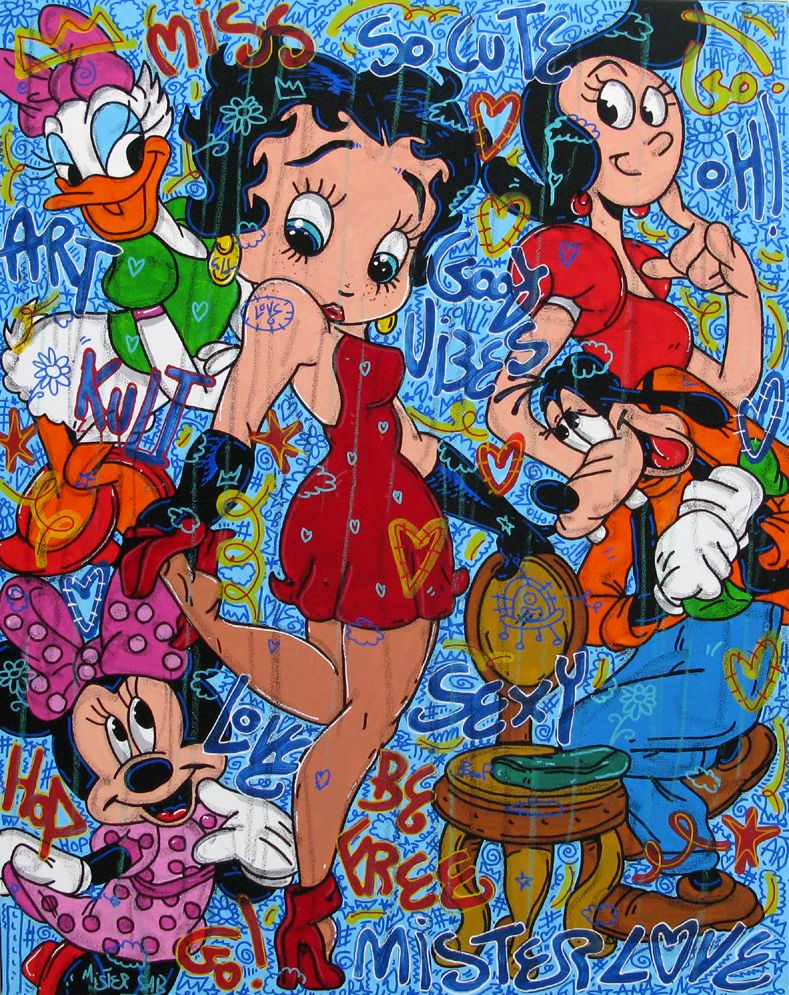 Tableau de RICO SAB a pour titre  KRAZTY BETTY style street pop art, street art dim : RICO SABprix:950