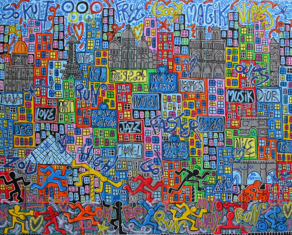 Tableau de RICO SAB a pour titre  MAGIK PARIS 2024 style street pop art, street art dim : RICO SABprix:1650
