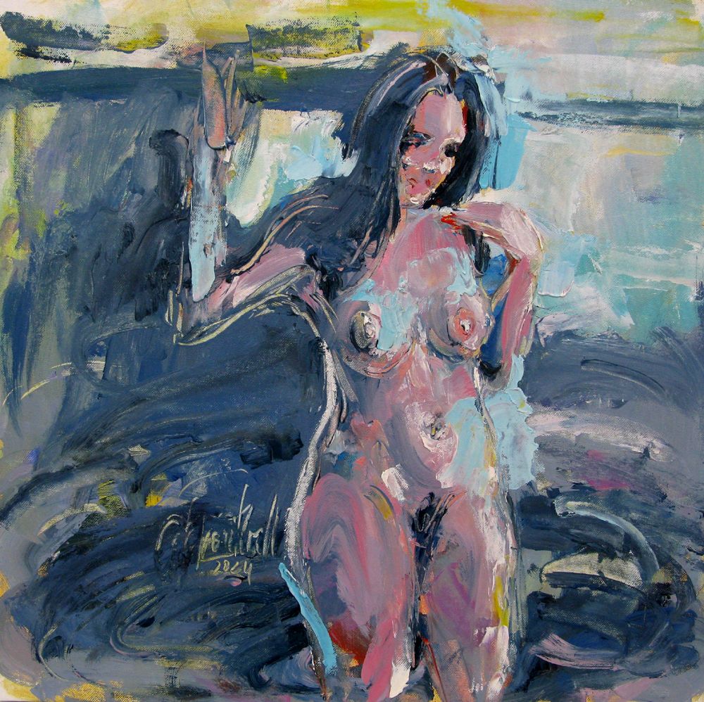 Tableau de OLENA SINIUHINA a pour titre  La fille au bord de l'eau style figuratif dim : OLENA SINIUHINAprix:290