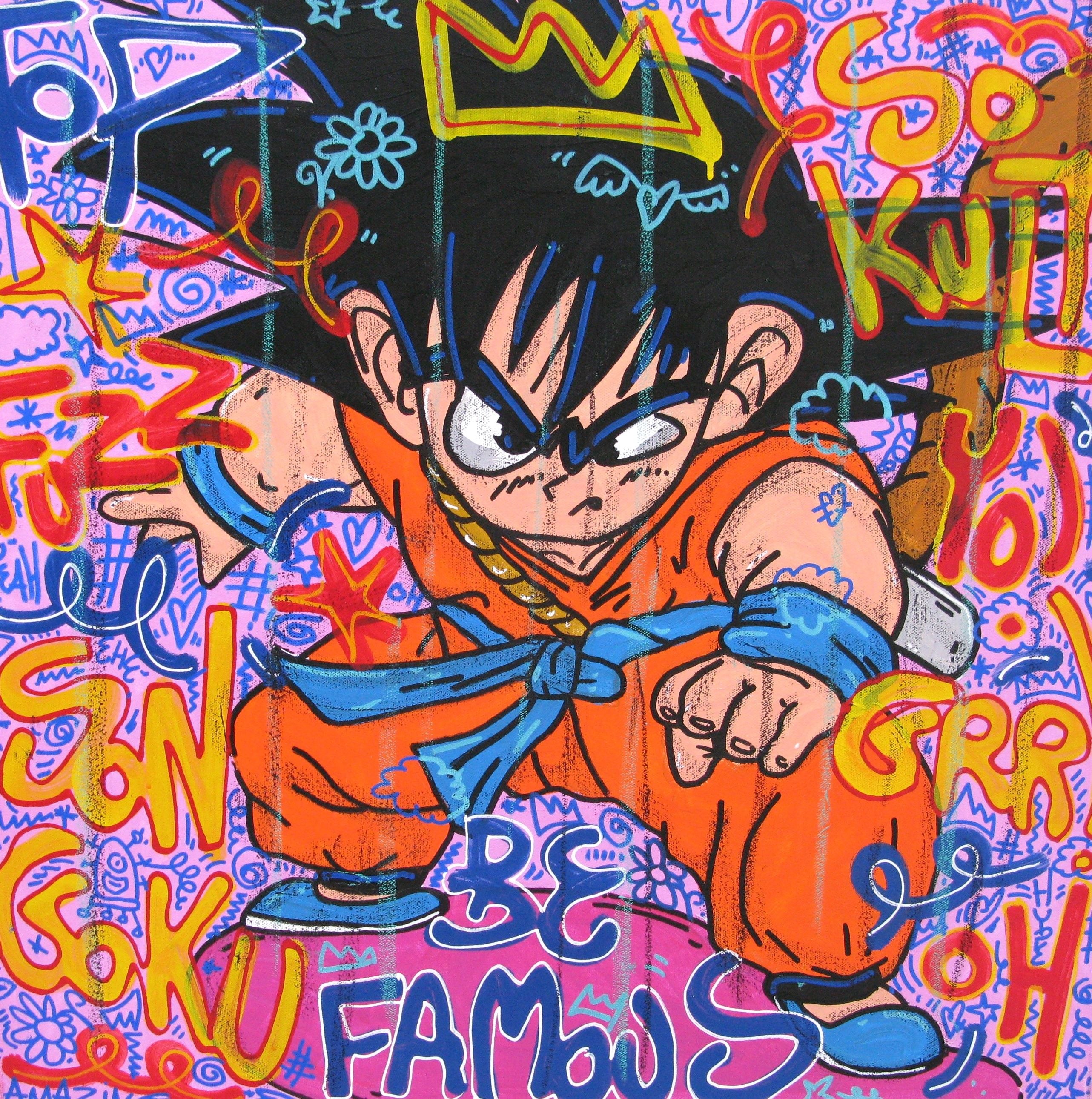 Tableau de RICO SAB a pour titre  San Goku yeah style street pop art, street art dim : RICO SABprix:320