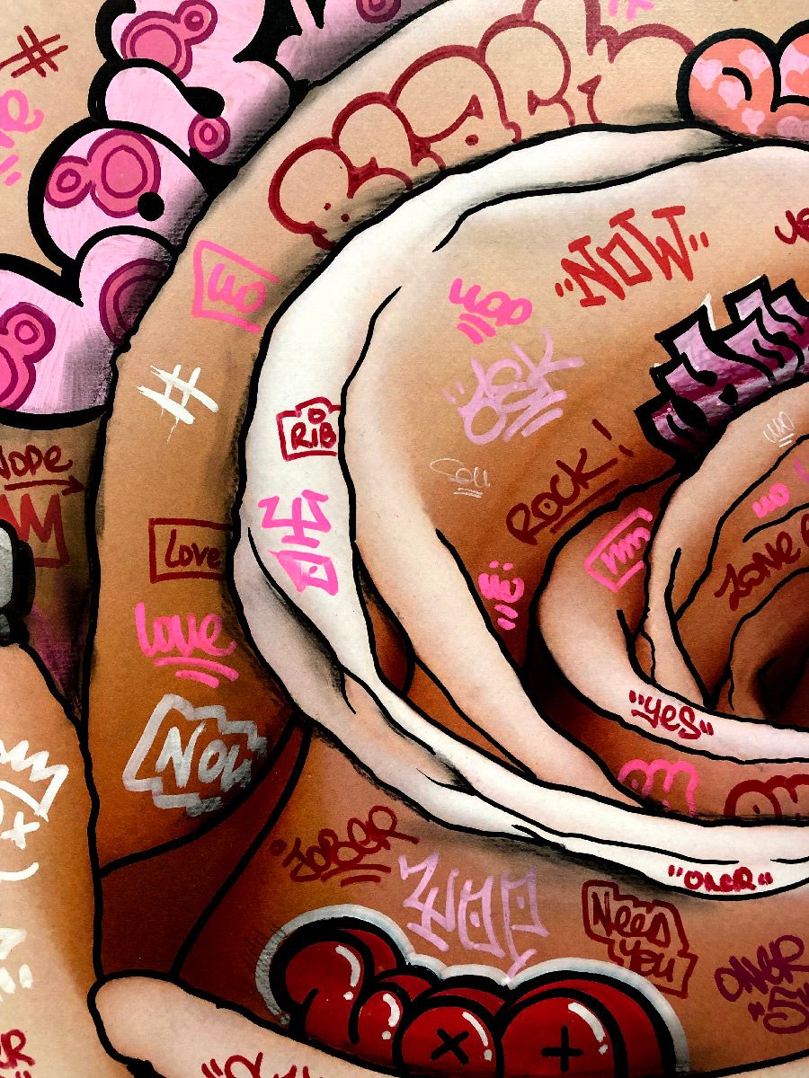 Tableau de BLACH a pour titre  La Rose style graffiti, street art dim : BLACHprix:350