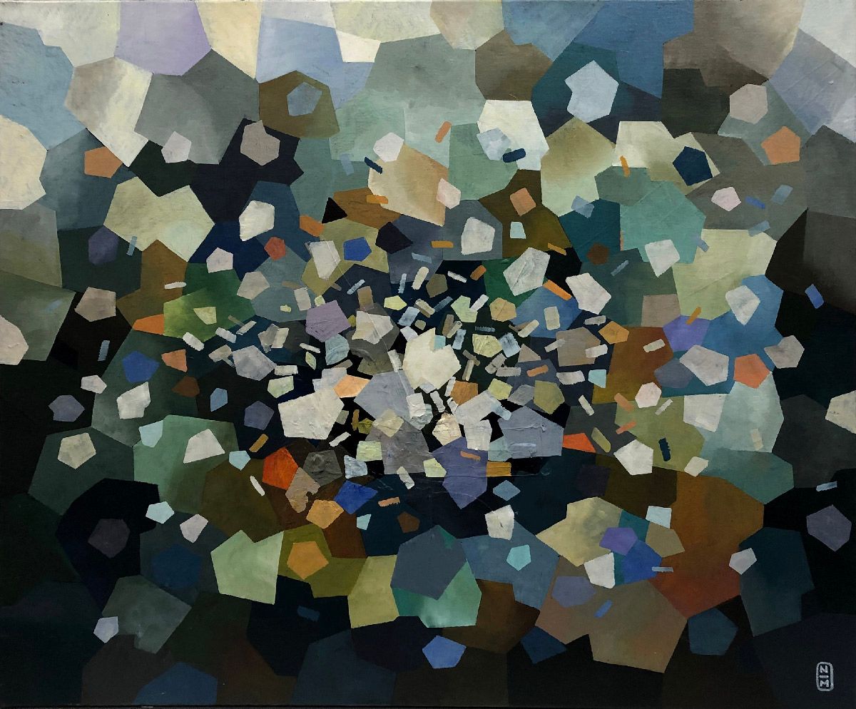 Tableau de N MAFFRE a pour titre  Vol de nuit style abstrait dim : N MAFFREprix:450