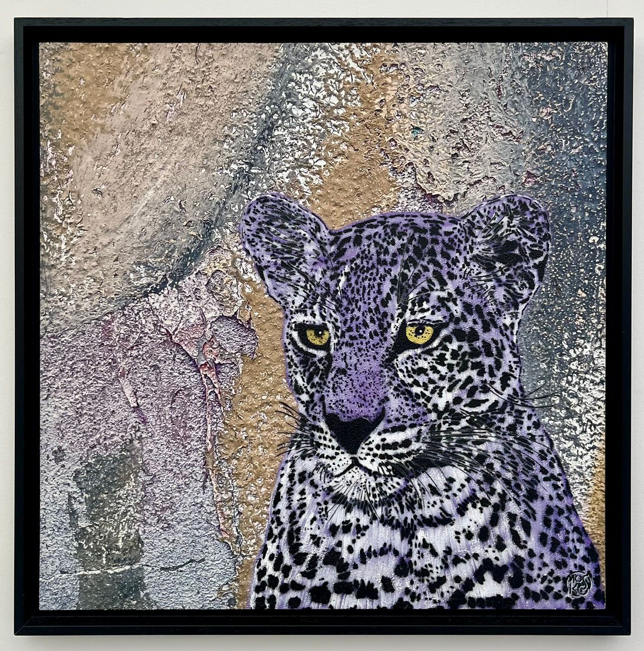 Tableau de MOSKO a pour titre  Buste panthère violet style street art dim : MOSKOprix:1600