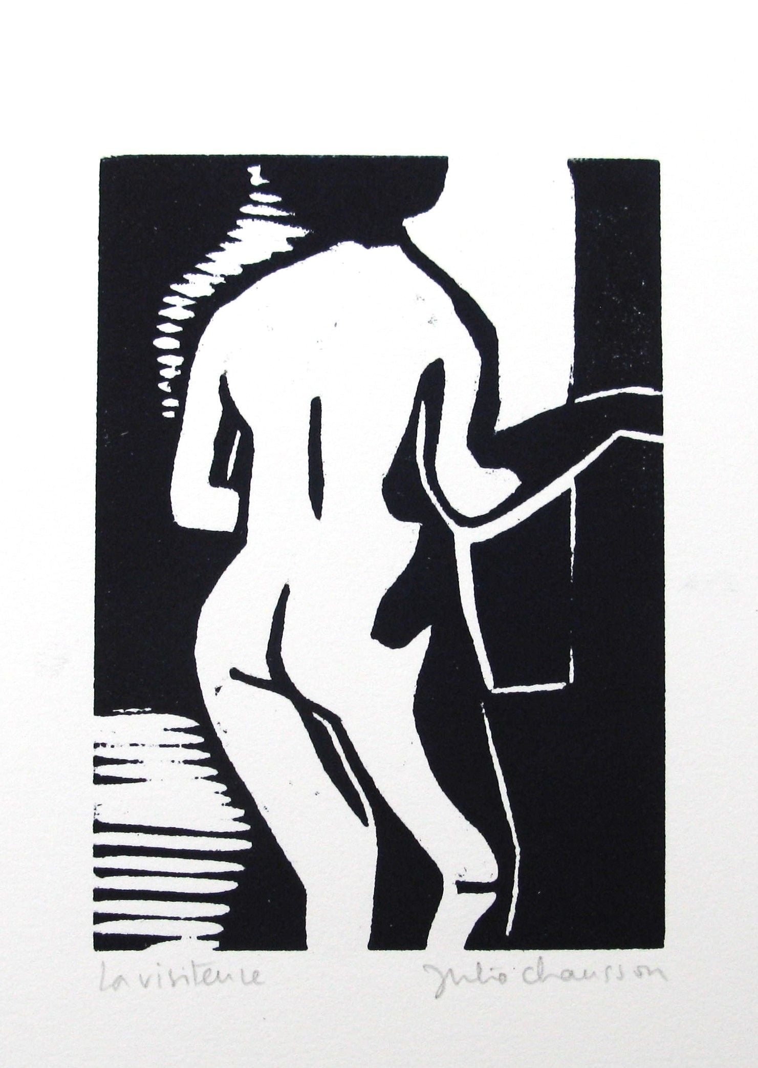 Editions d'art de JULIA CHAUSSON a pour titre  La visiteuse style figuratif dim : JULIA CHAUSSONprix:45