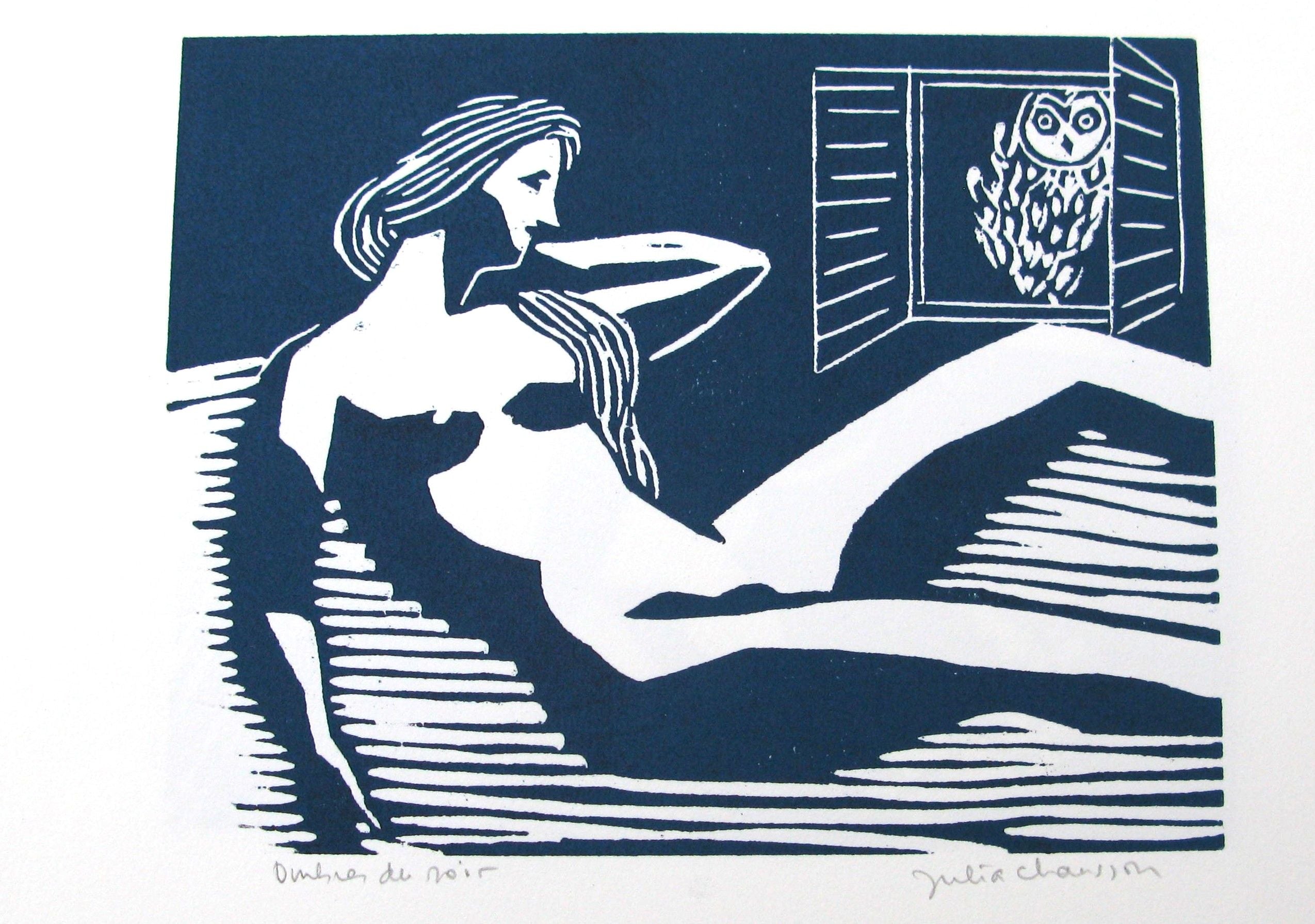 Editions d'art de JULIA CHAUSSON a pour titre  Ombres du soir style figuratif dim : JULIA CHAUSSONprix:55