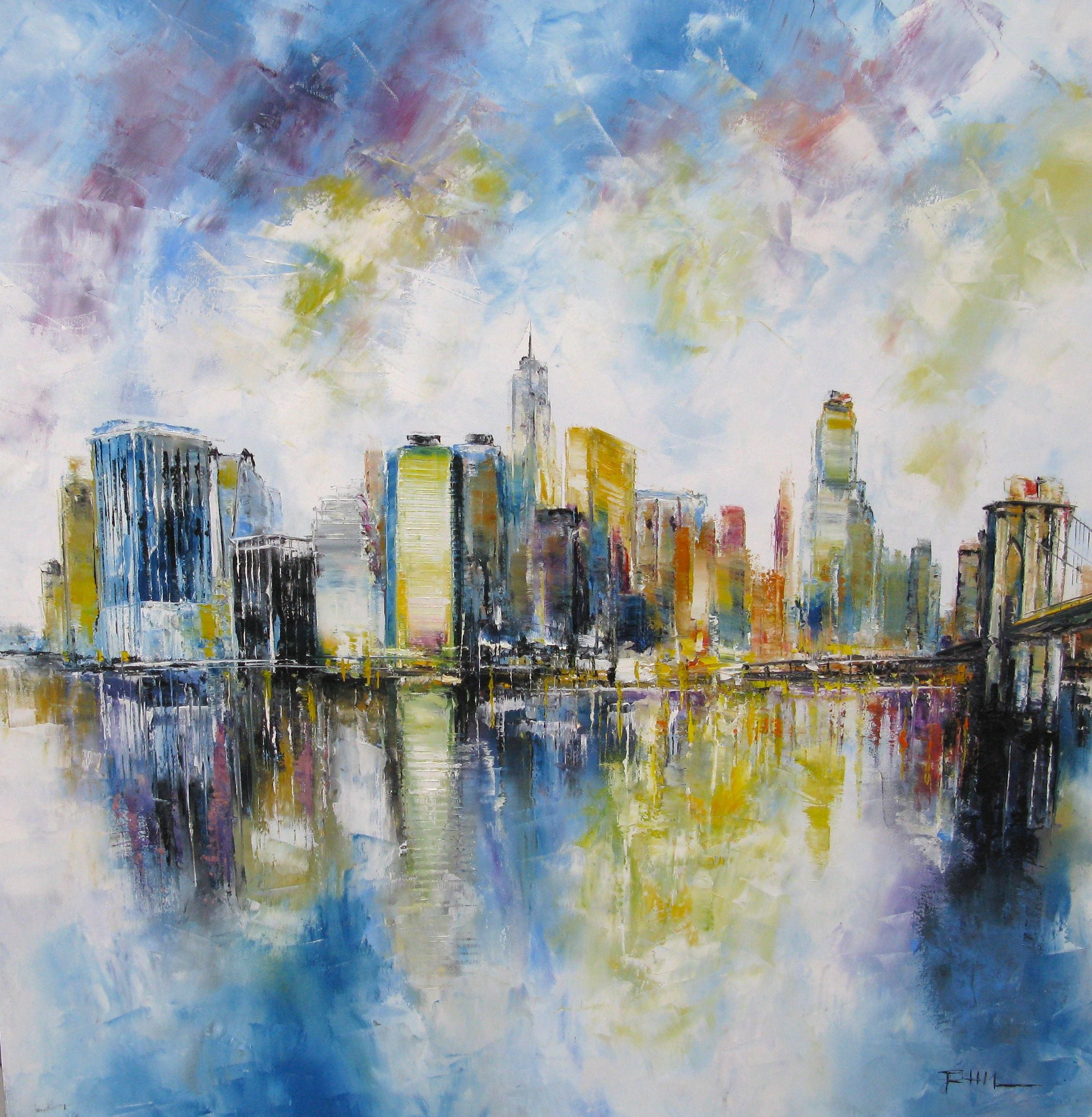 Tableau de PHIL a pour titre  Hudson River NY style figuratif dim : PHILprix:700