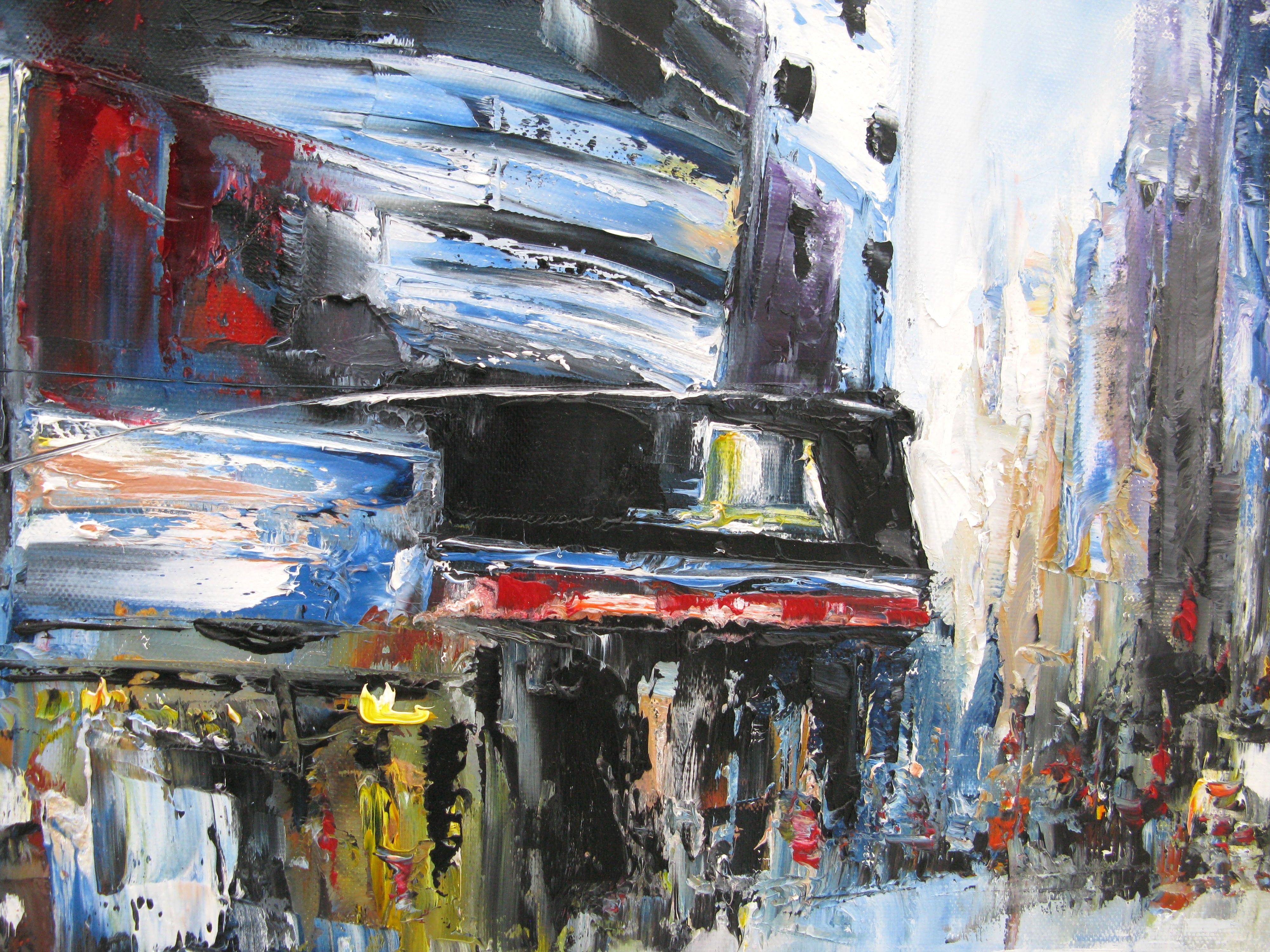 Tableau de PHIL a pour titre  Au pied de Times square NY style figuratif dim : PHILprix:950