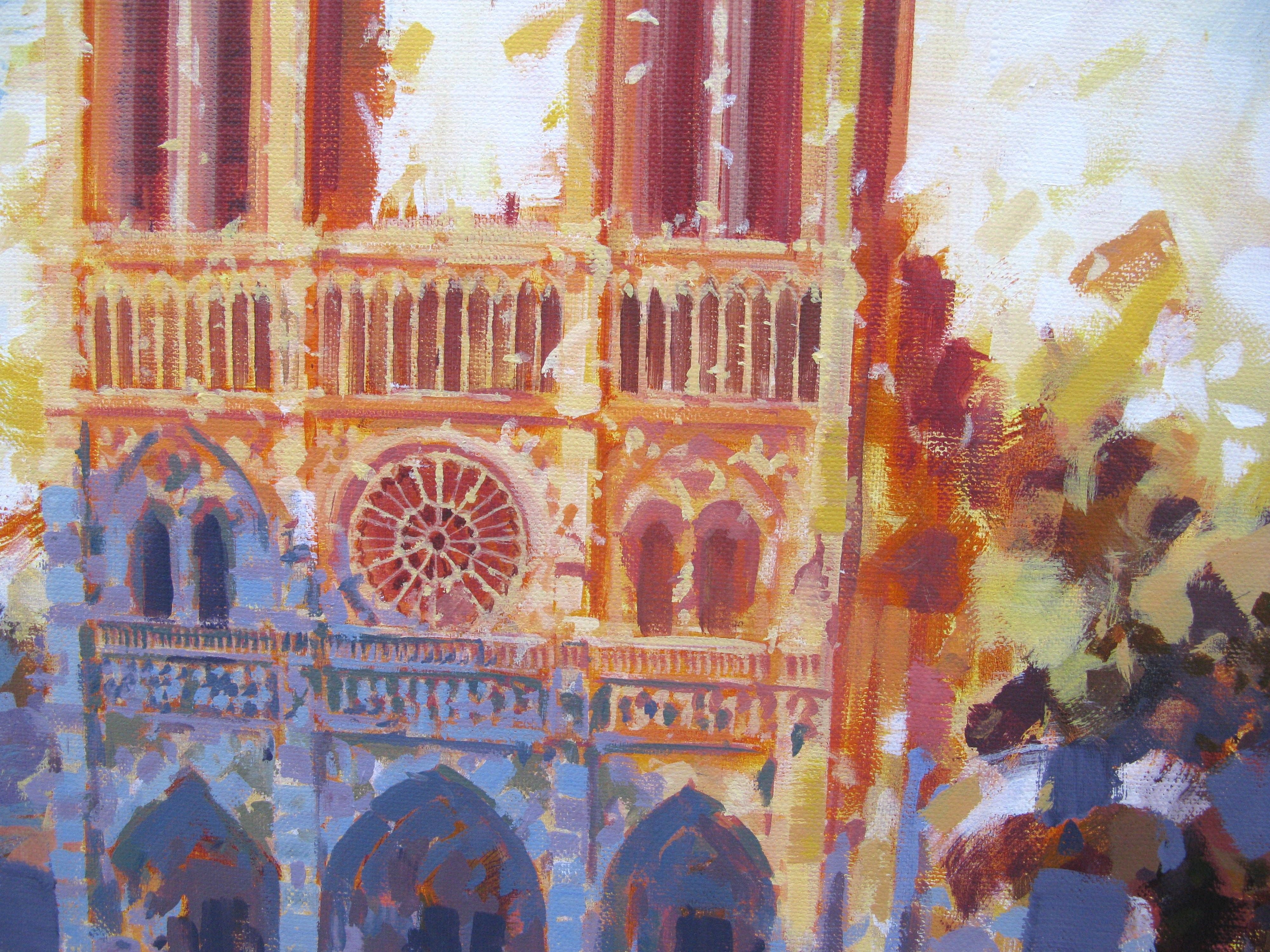 Tableau de HEATON RUDYARD a pour titre  Notre-Dame et bateau mouche style figuratif dim : HEATON RUDYARDprix:900