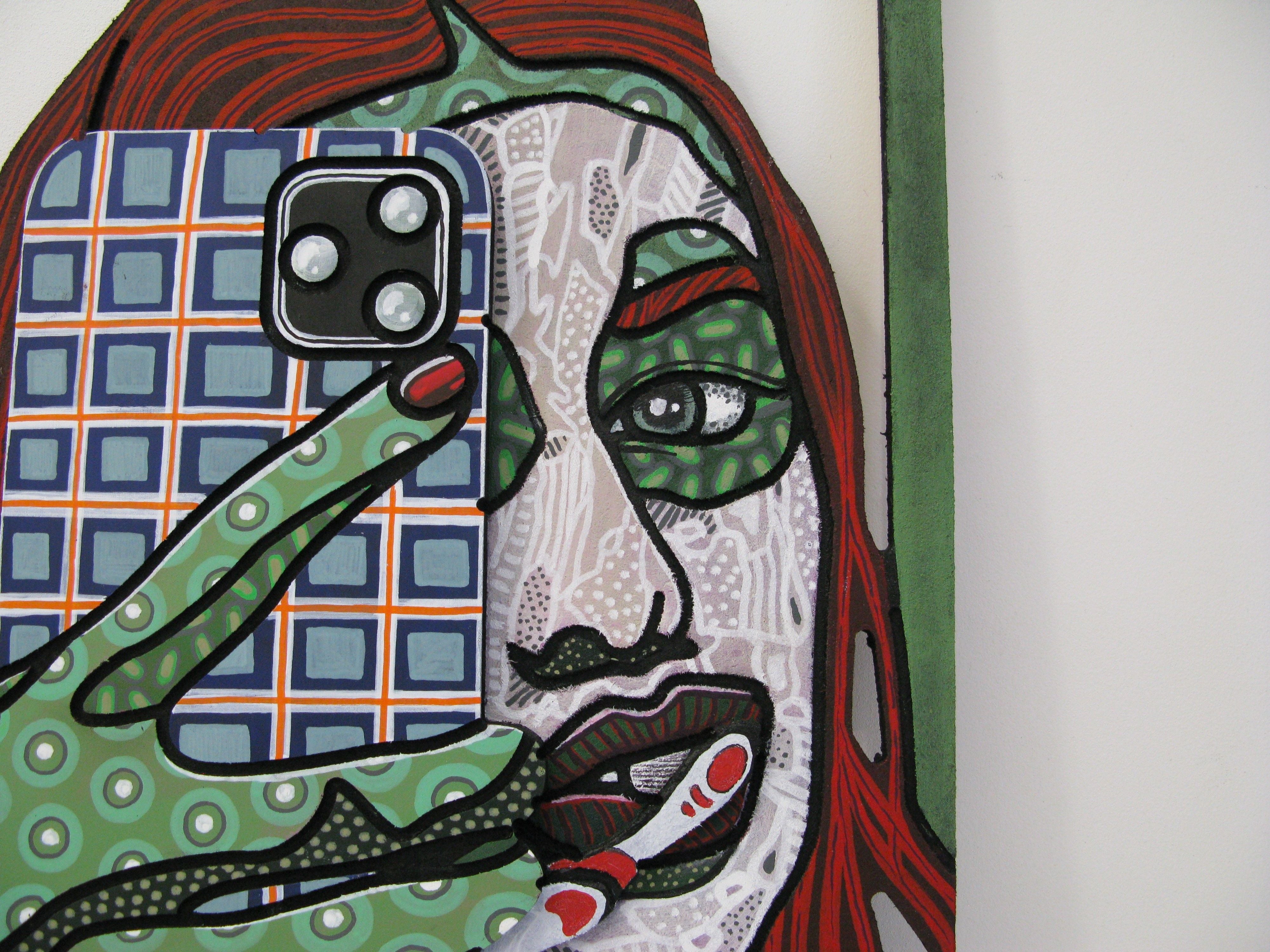 Sculpture de JACK JACQUOT a pour titre  Miroir Miroir style street pop art dim : JACK JACQUOTprix:800