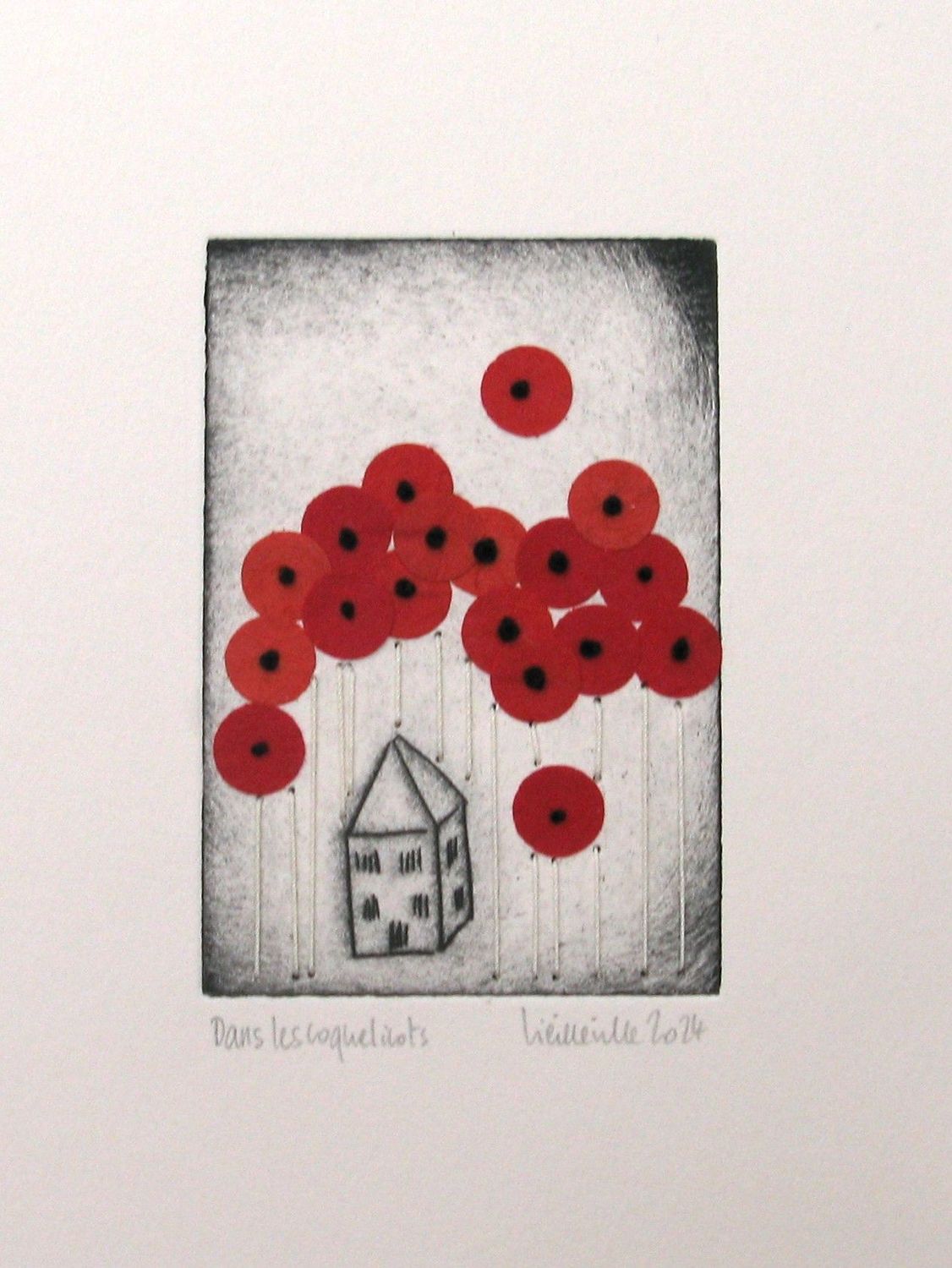Editions d'art de NAVIEILLEVILLE a pour titre  dans les coquelicots style grapique, figurative dim : NAVIEILLEVILLEprix:34