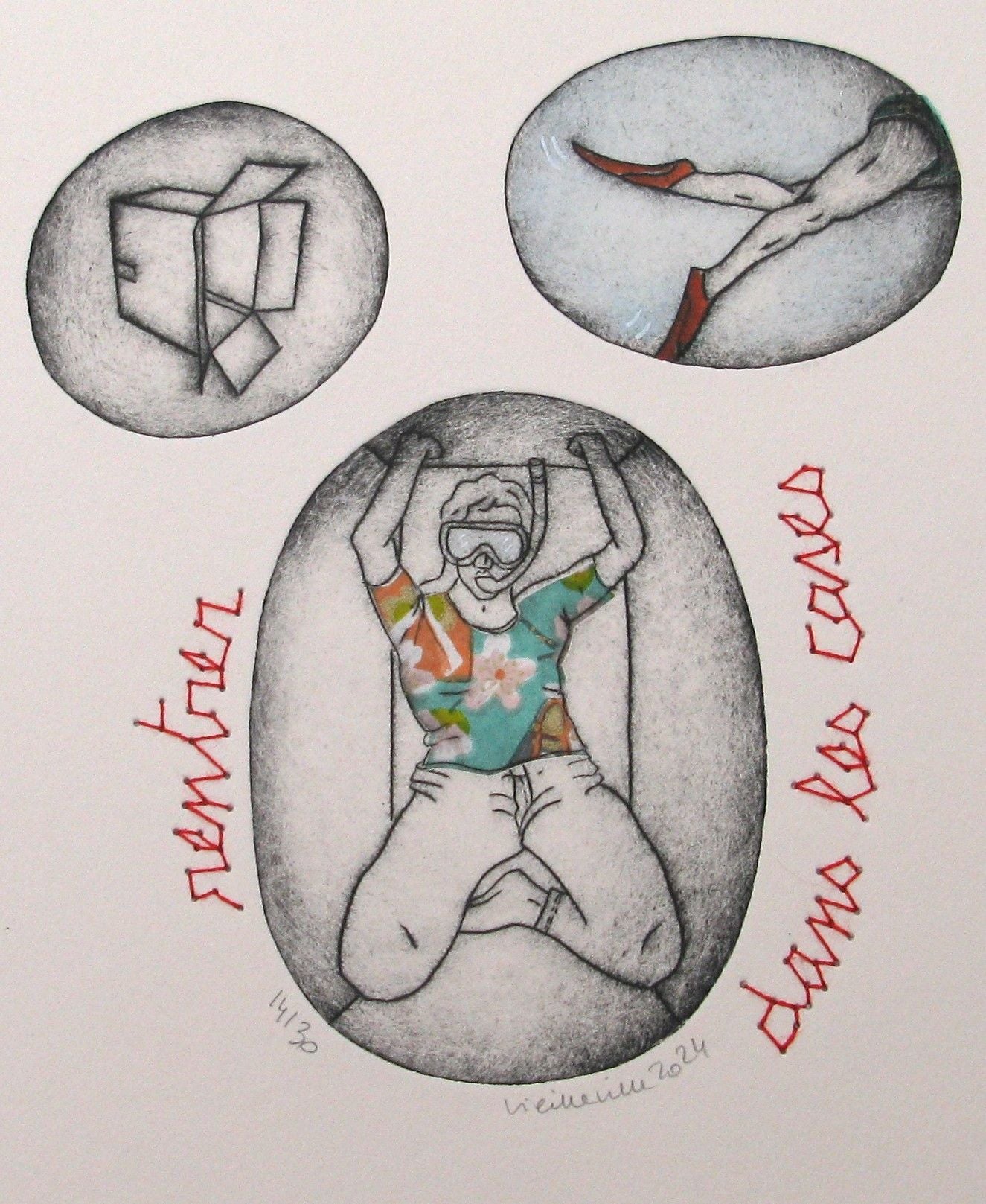 Editions d'art de NAVIEILLEVILLE a pour titre  rentrer dans les cases style figuratif, graphique dim : NAVIEILLEVILLEprix:42