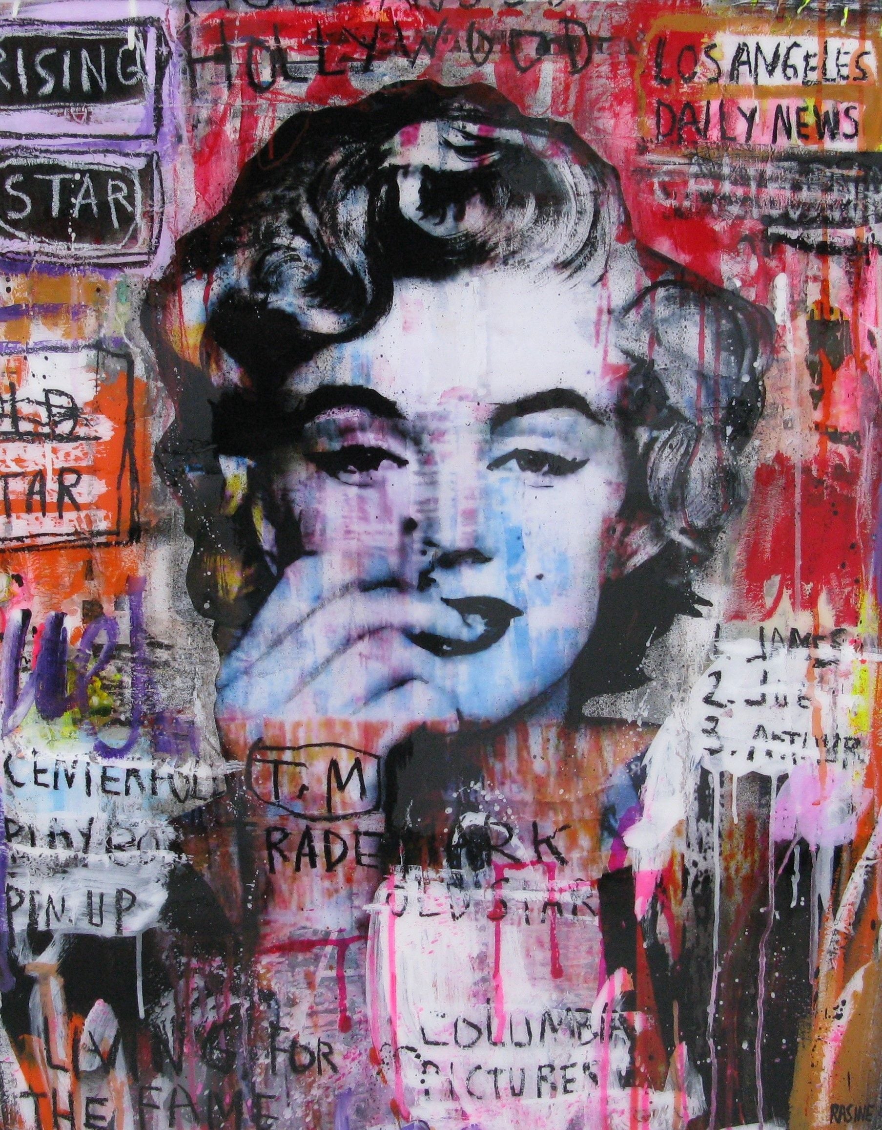 Tableau de THIERRY RASINE a pour titre  Hollywood star style street pop art dim : THIERRY RASINEprix:1100