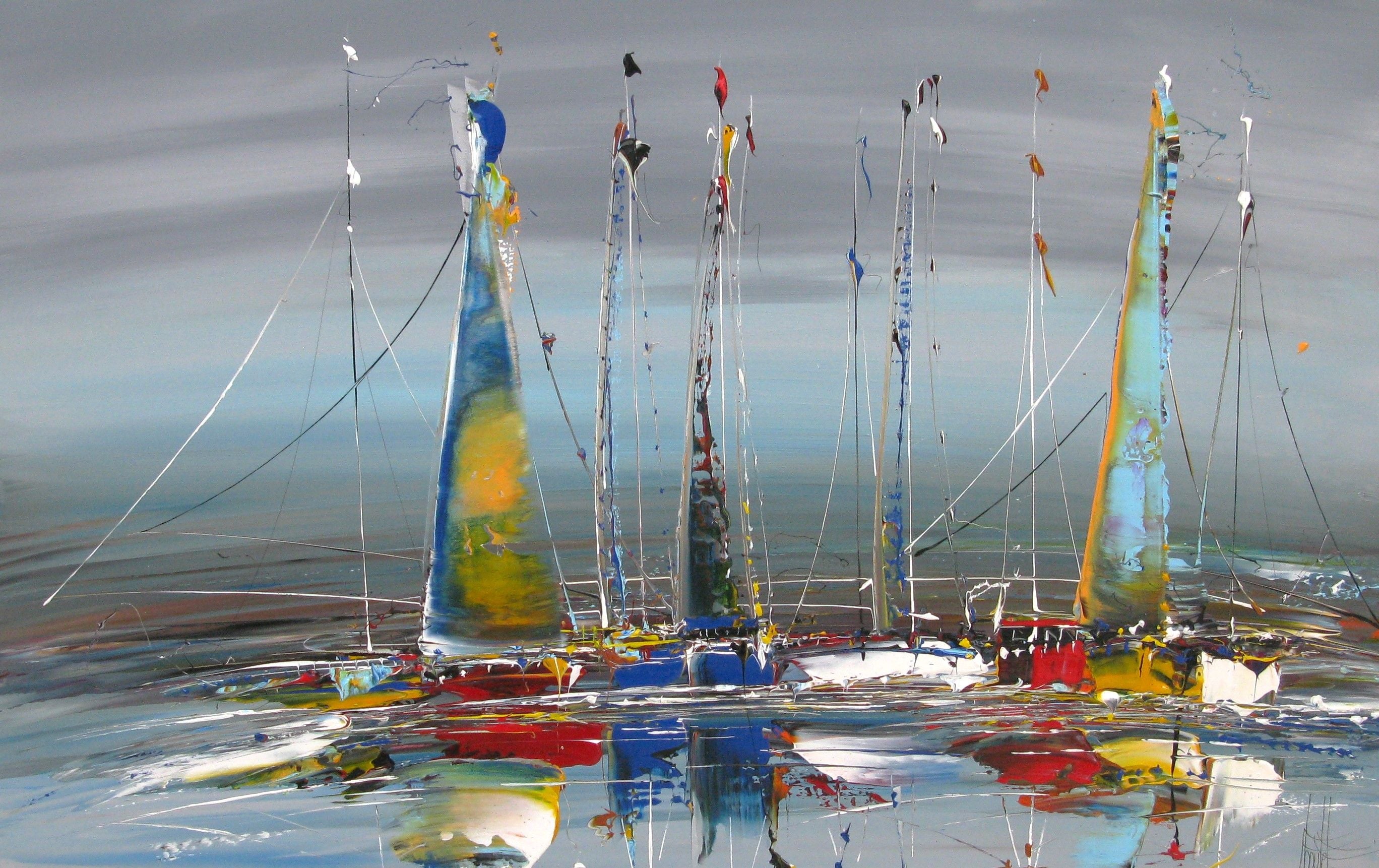 Tableau de F. BOUTET a pour titre  MARINE ABSTRAITE 71 style figuratif dim : F. BOUTETprix:1100