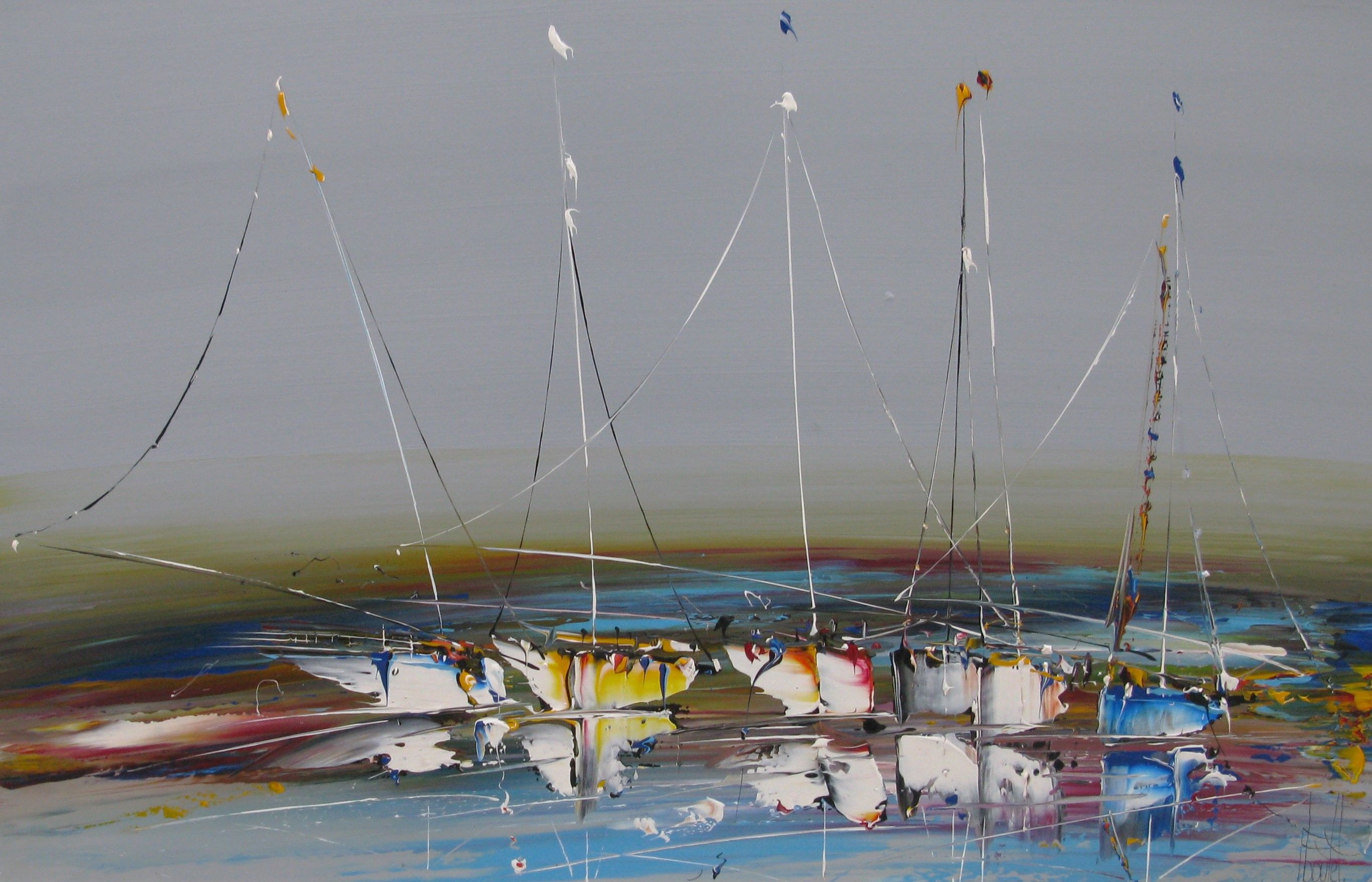 Tableau de F. BOUTET a pour titre  MARINE ABSTRAITE 73 style figuratif dim : F. BOUTETprix:900