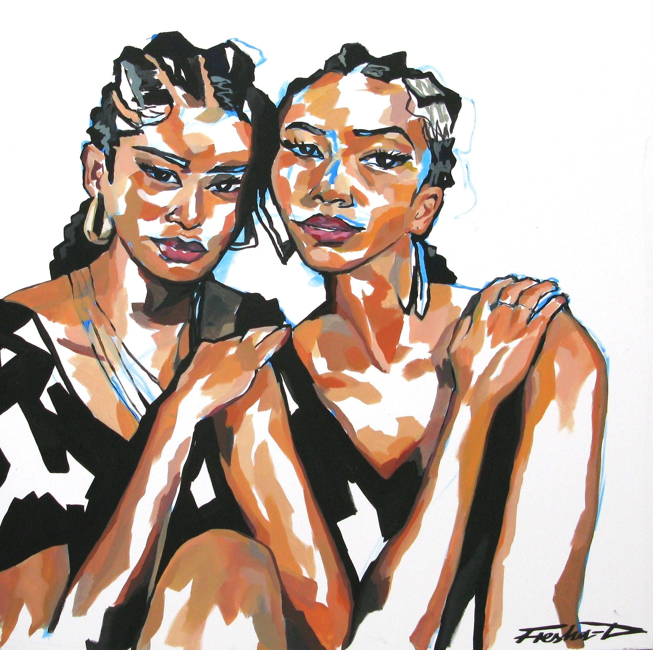 Tableau de FRESHA D a pour titre  Twins style street art  dim : FRESHA Dprix:950