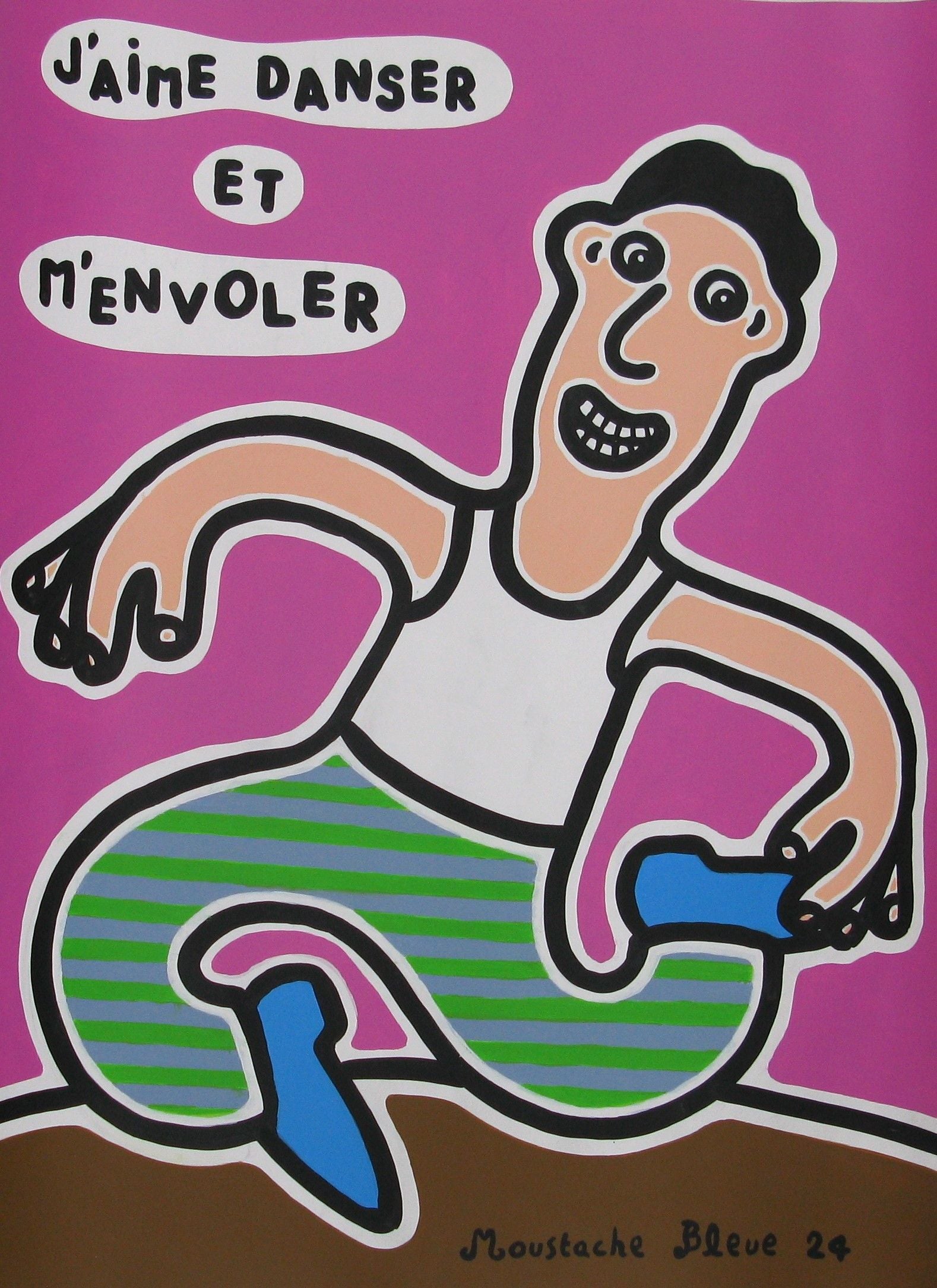 Dessin de MOUSTACHE BLEUE a pour titre  J'aime danser et m'envoler style figuratif dim : MOUSTACHE BLEUEprix:120