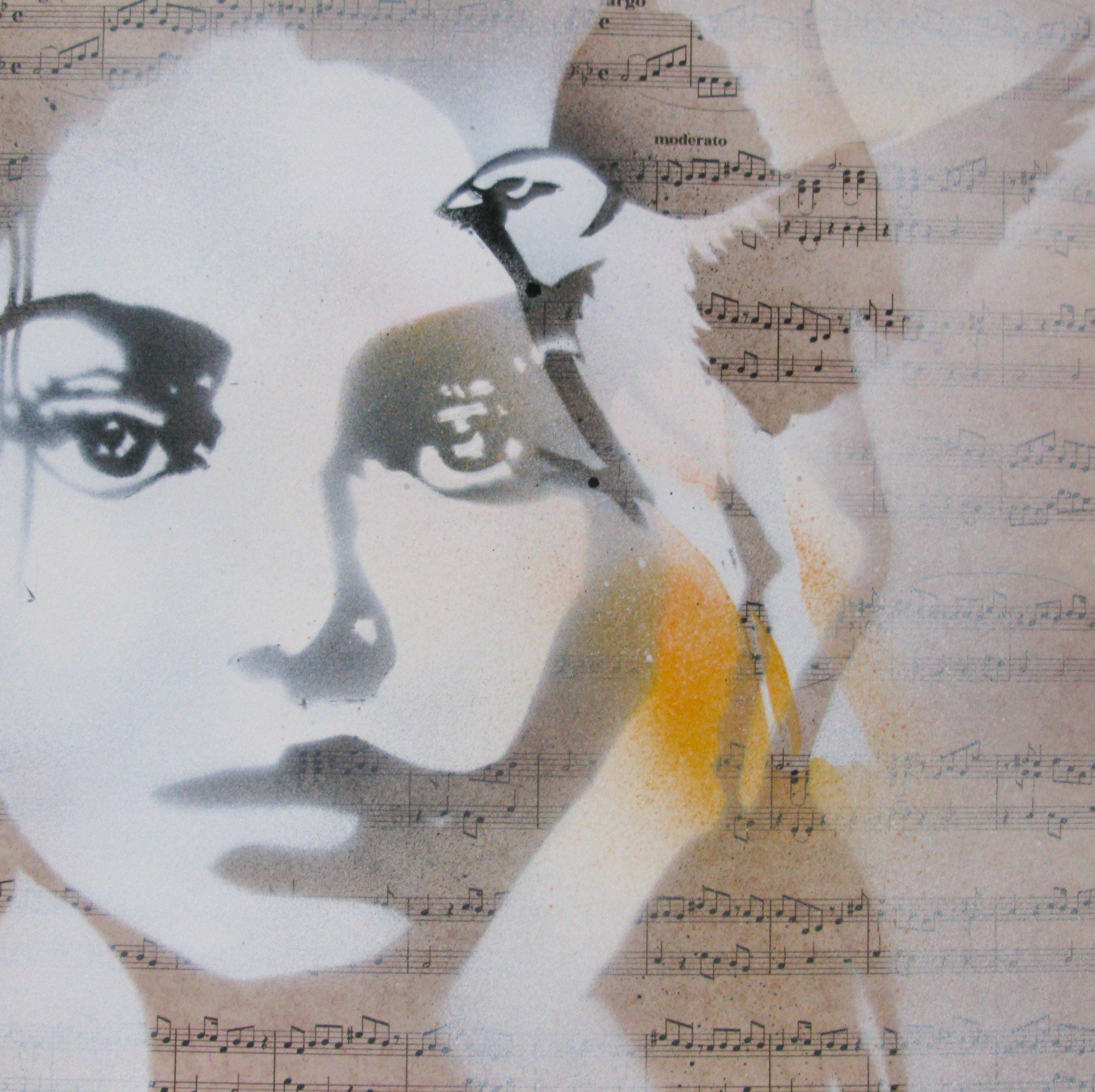 Tableau de KARO TRASS a pour titre  Chante à mon oreille style street pop art, street art dim : KARO TRASSprix:90