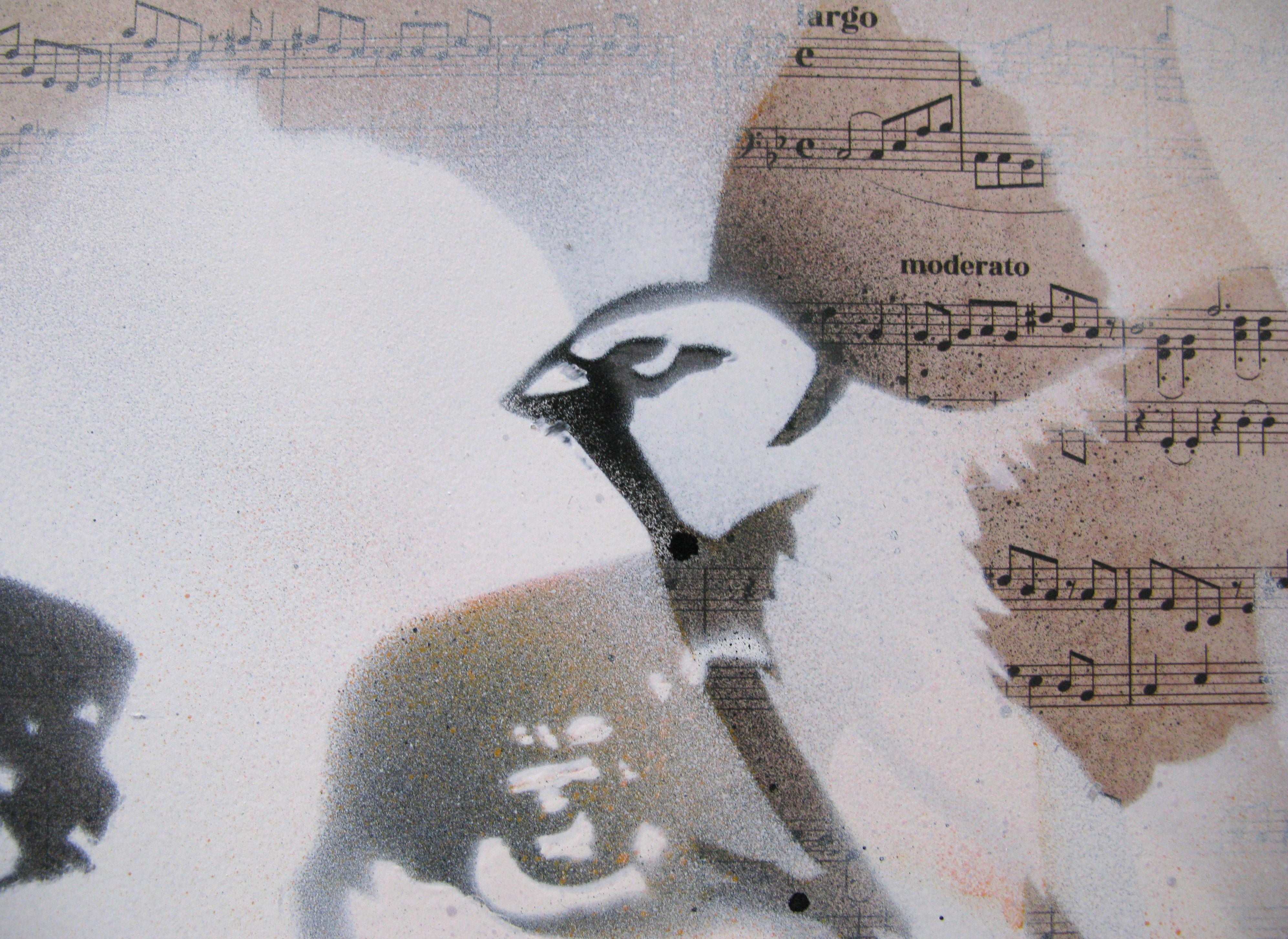 Tableau de KARO TRASS a pour titre  Chante à mon oreille style street pop art, street art dim : KARO TRASSprix:90